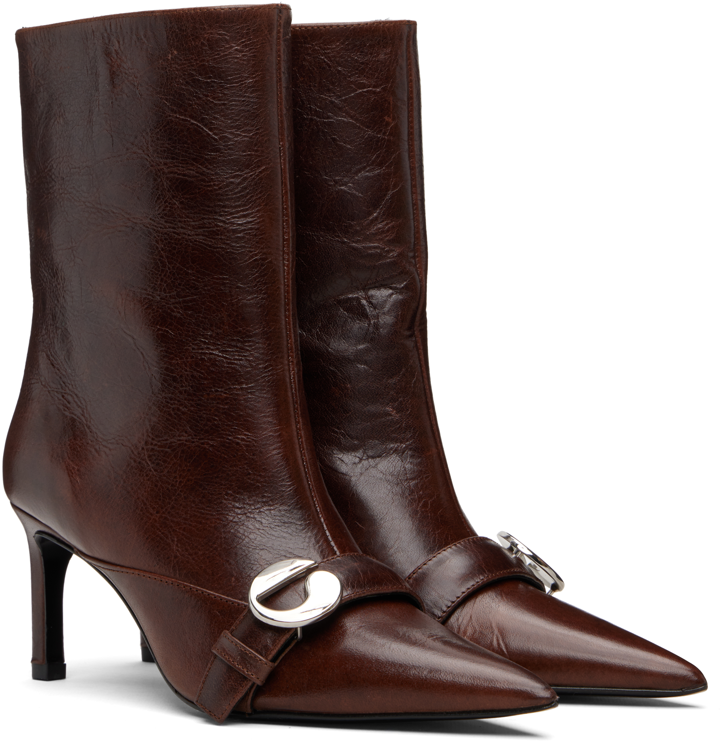 Coperni Ankle Heeled Belt Boot In Brown