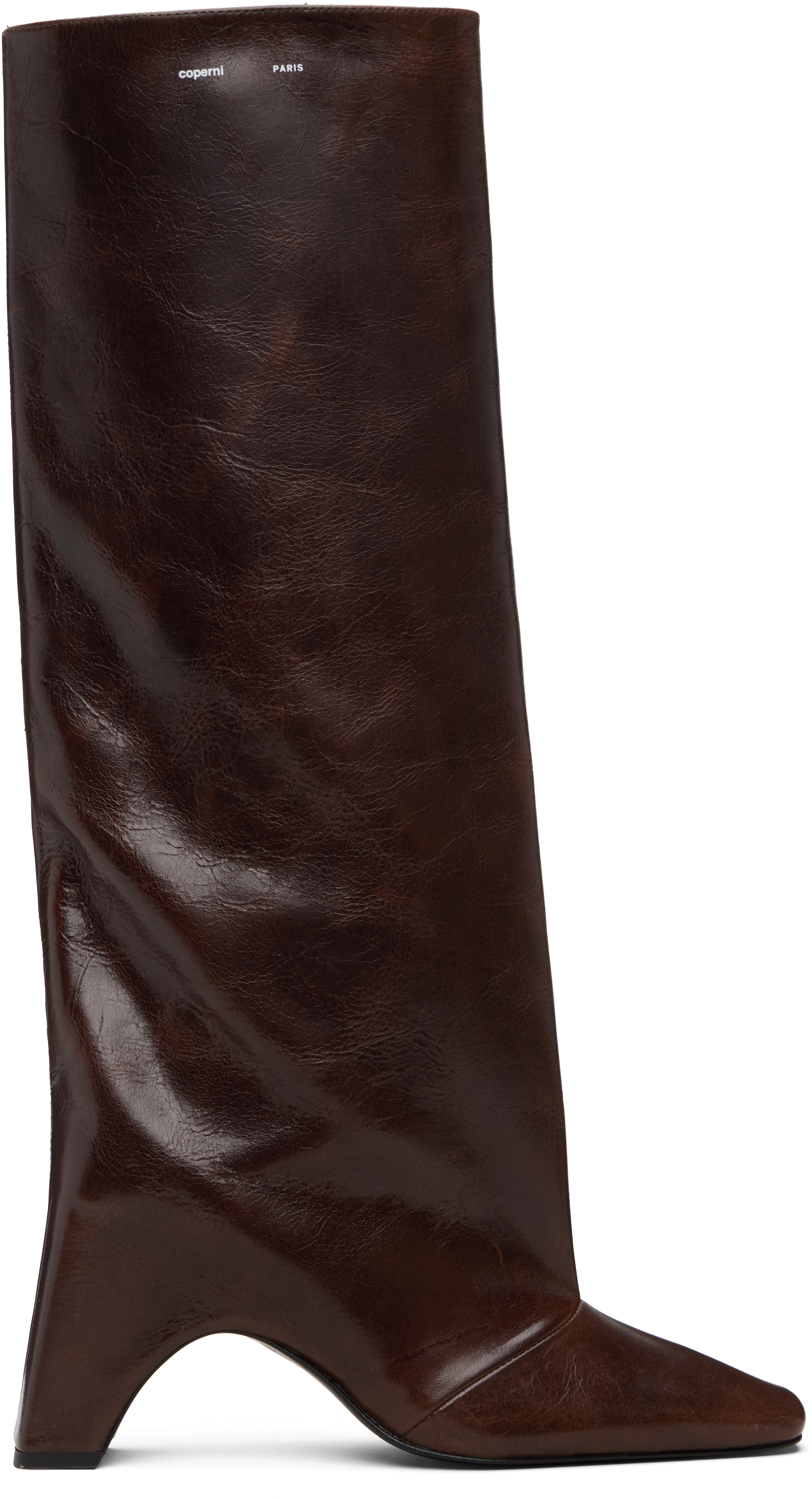 Coperni Bridget 90 Leather Knee-high Boots In Brown