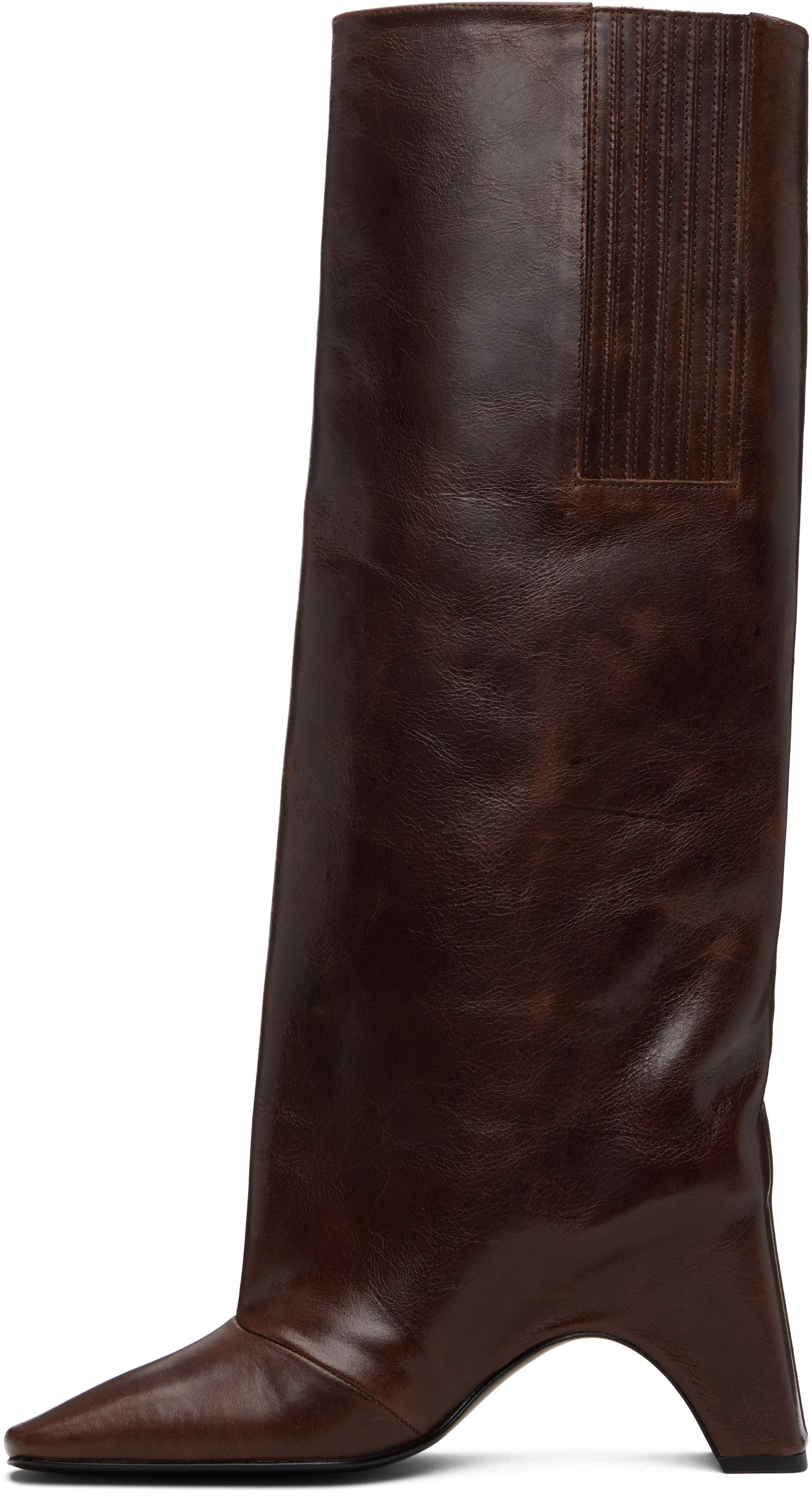 Coperni Bridget 90 Leather Knee-high Boots In Brown