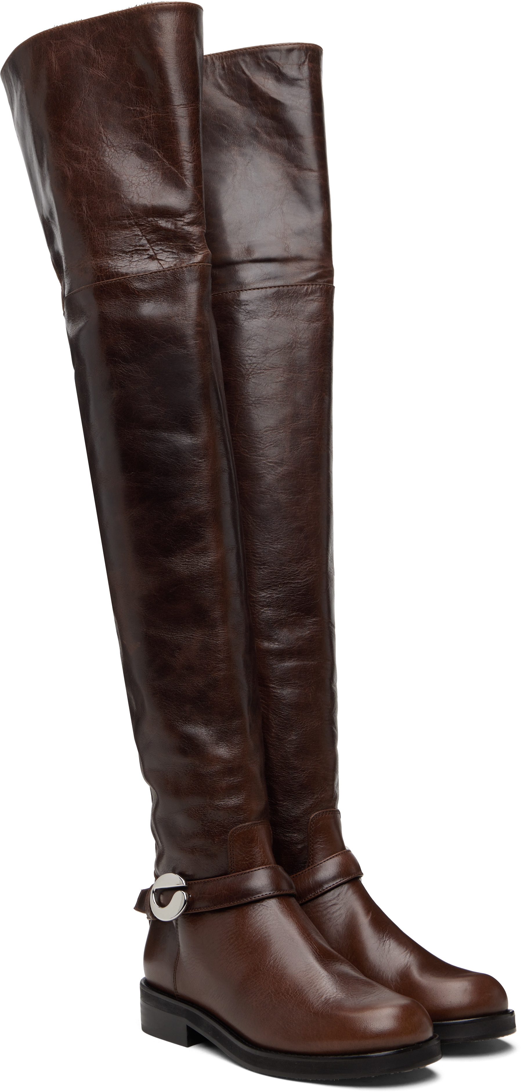 Coperni Leather Over-the-knee Boots In Brown