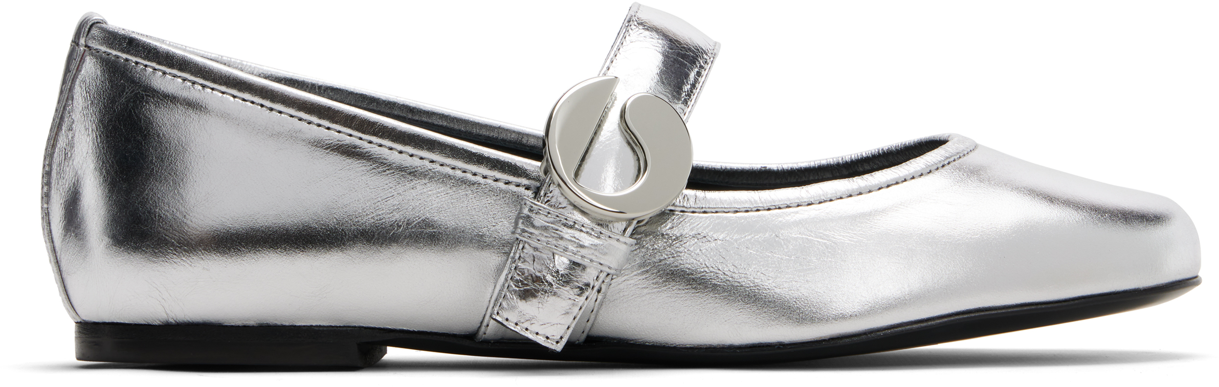 Silver Belt Ballerina Flats