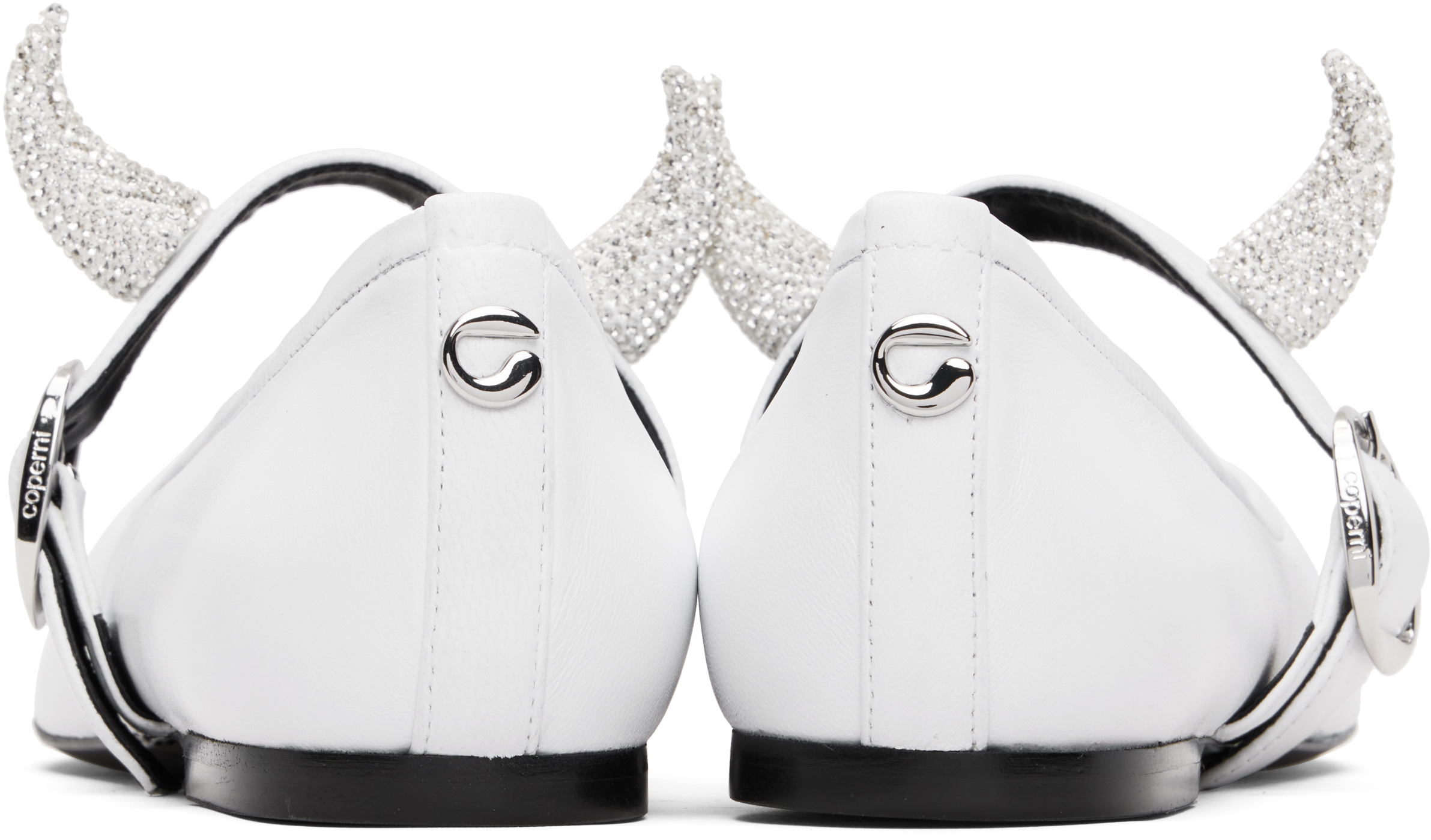 Coperni White Disney Horn Ballerina Flats In Silver