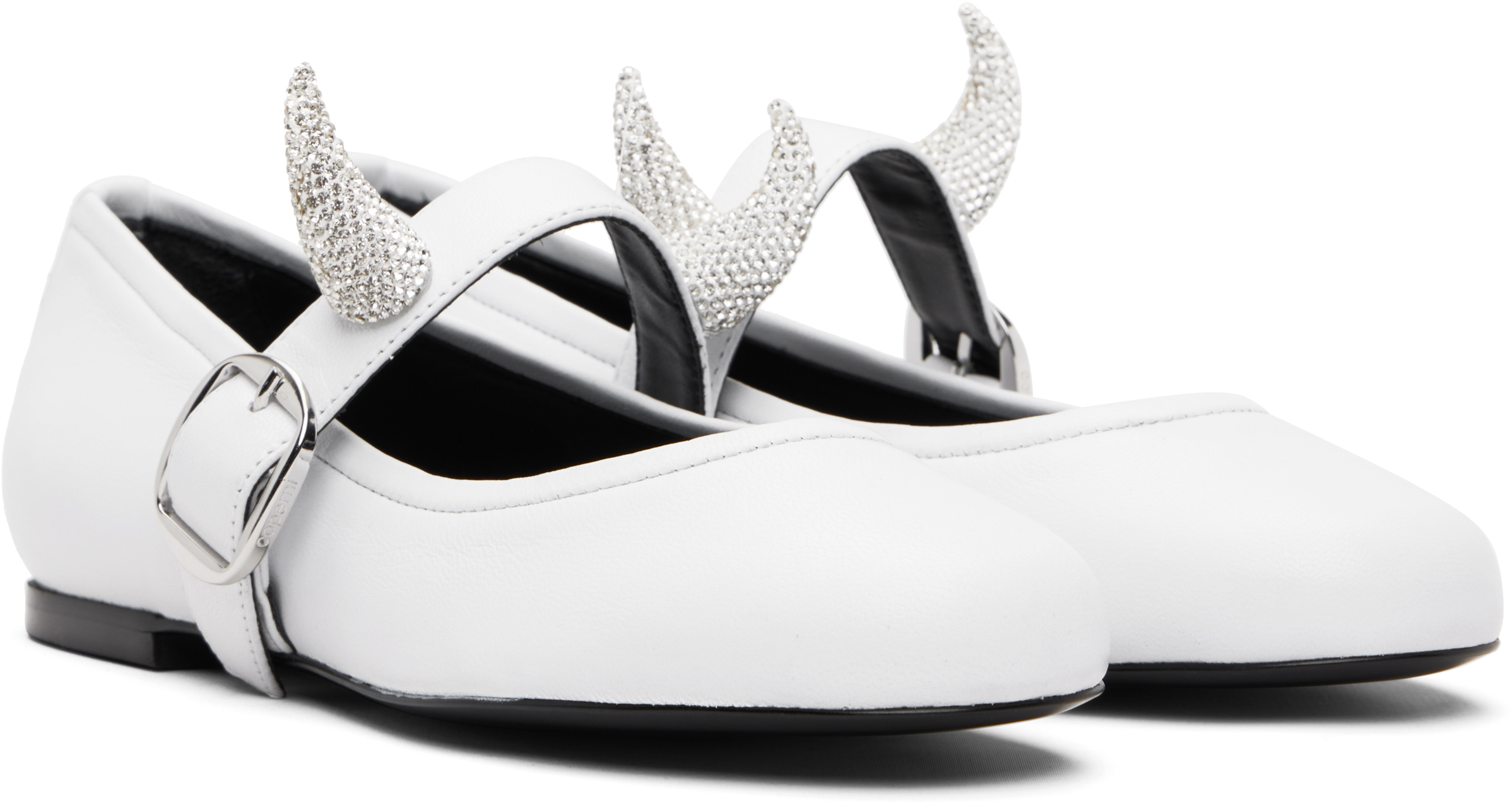 Coperni White Disney Horn Ballerina Flats In Silver