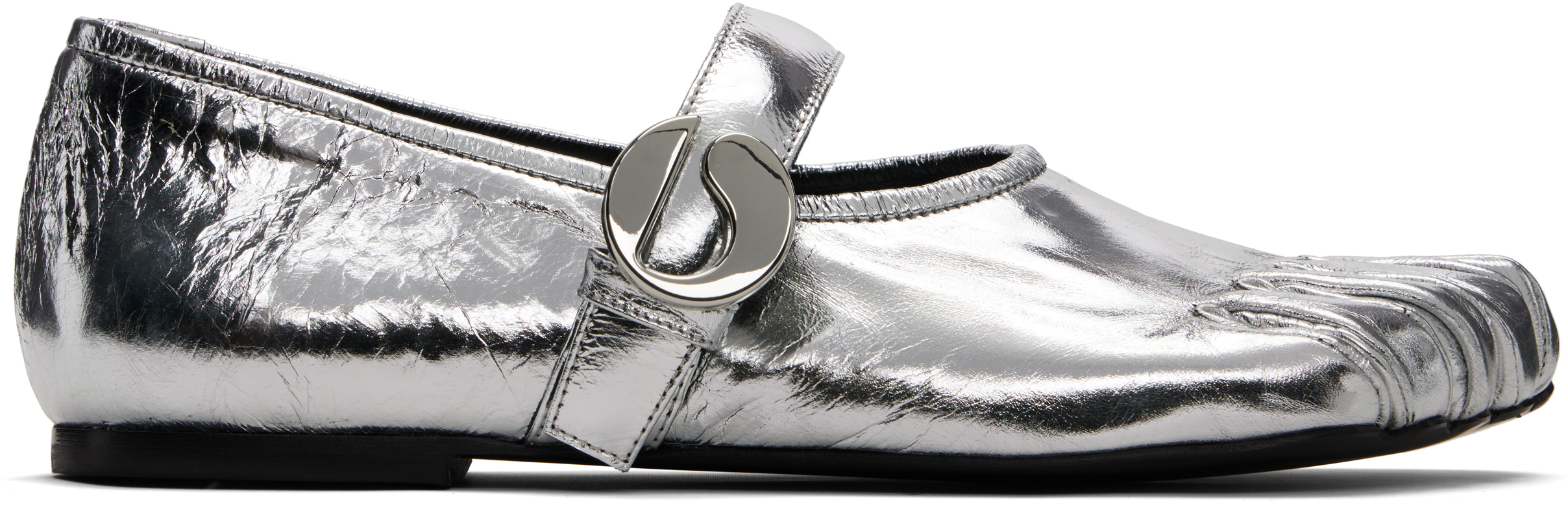 Silver Five-Toe Ballerina Belt Loafers