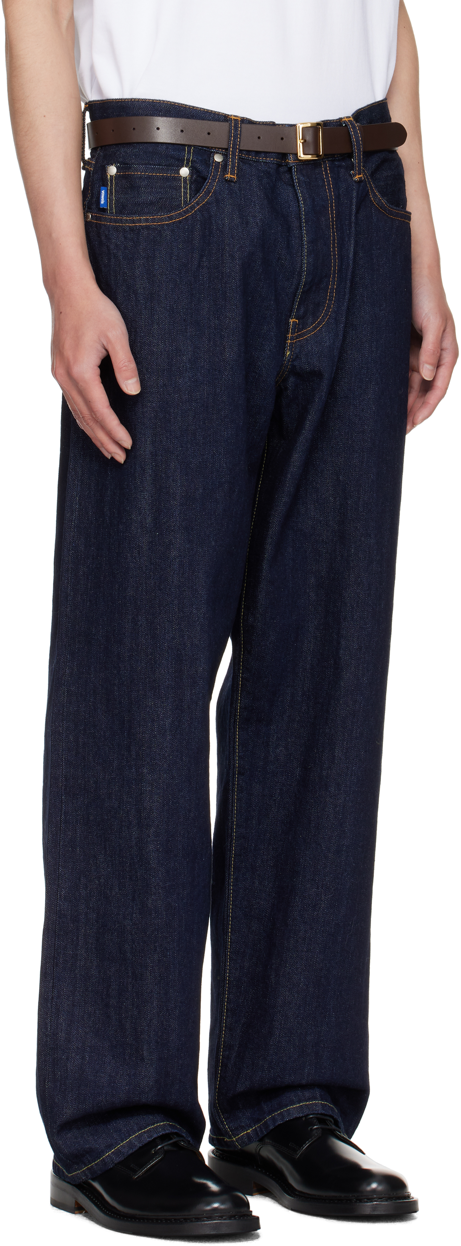 Vowels Navy Baggy Jeans In Animal Print