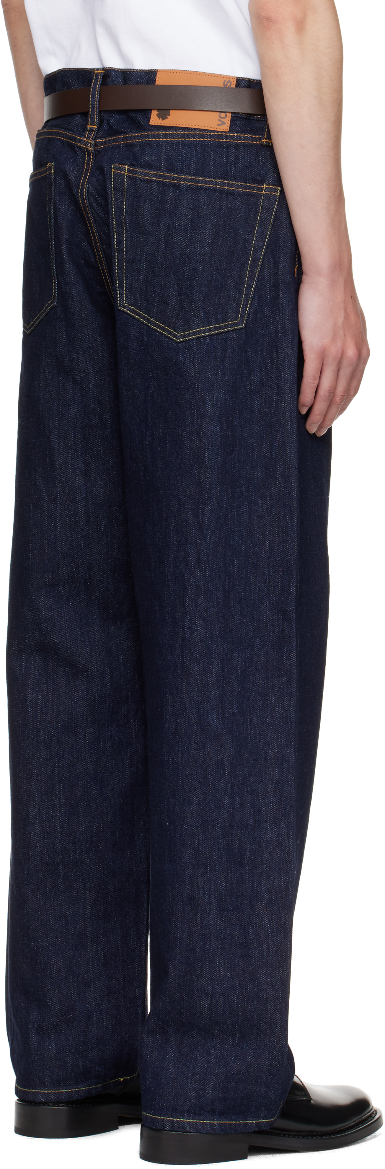 Vowels Navy Baggy Jeans In Animal Print