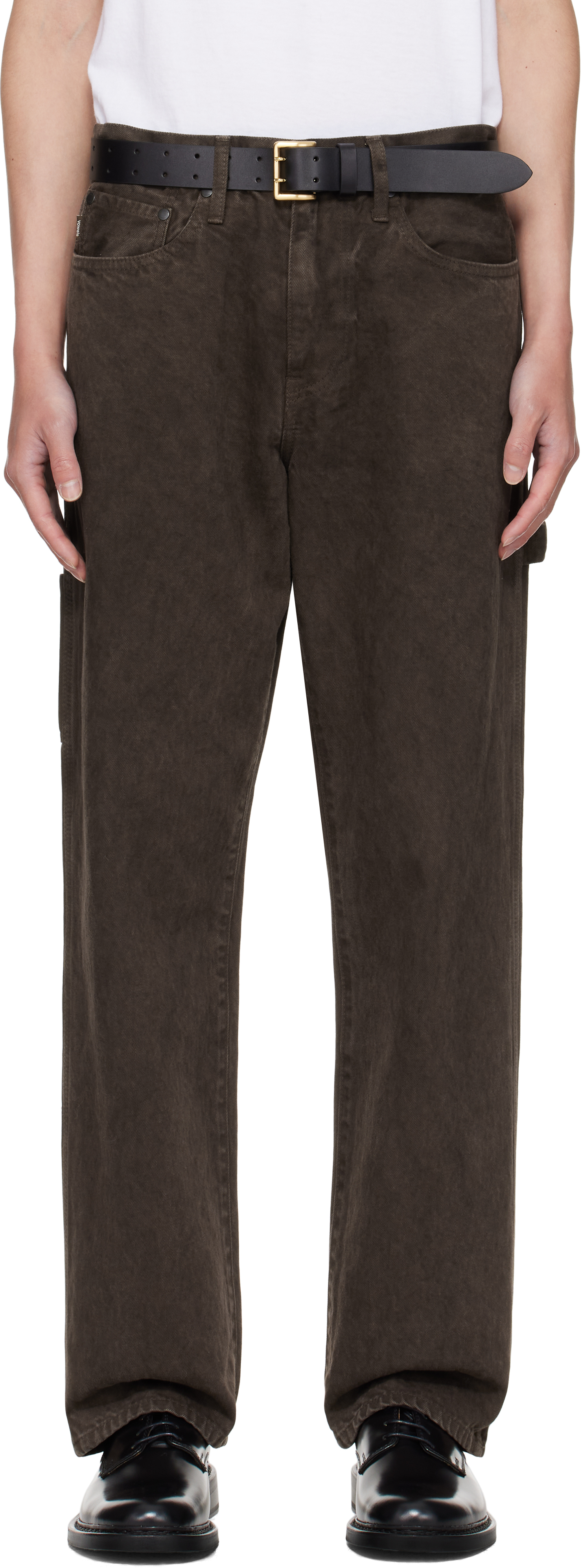 Vowels Brown Painter Jeans In Brown