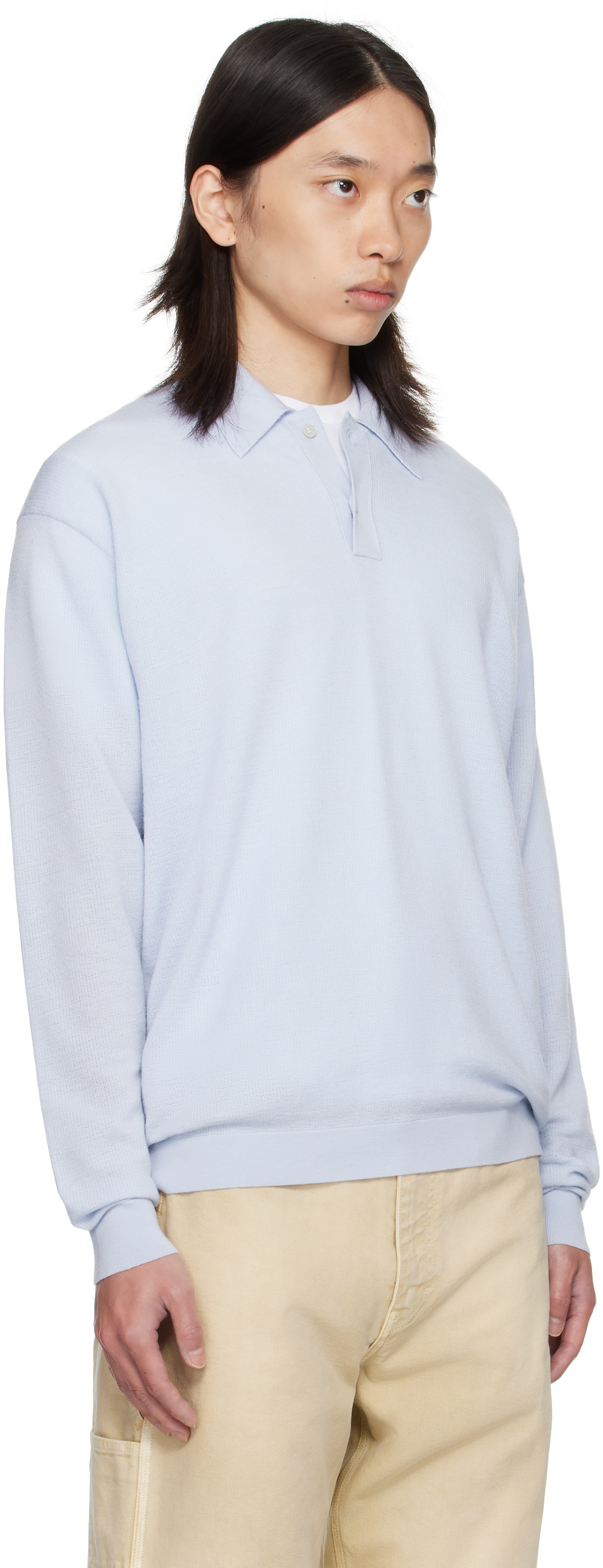 Vowels Blue Light Weight Knit Polo In Blue
