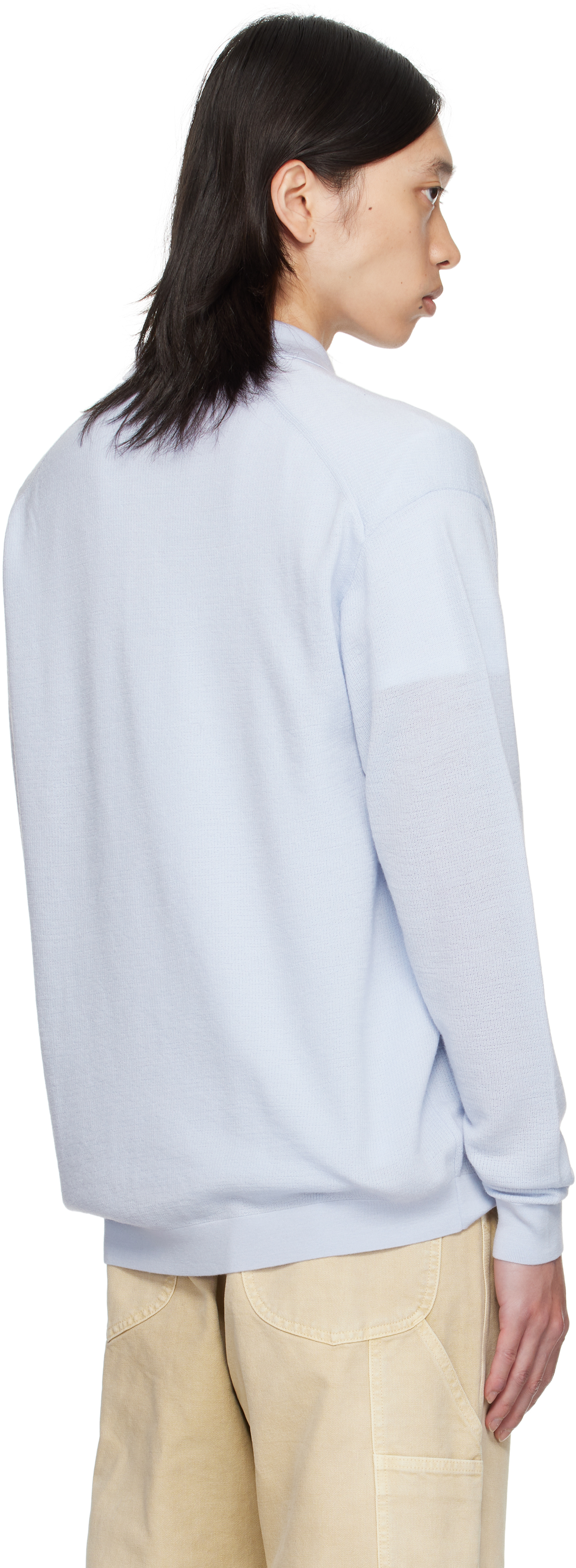 Vowels Blue Light Weight Knit Polo In Blue