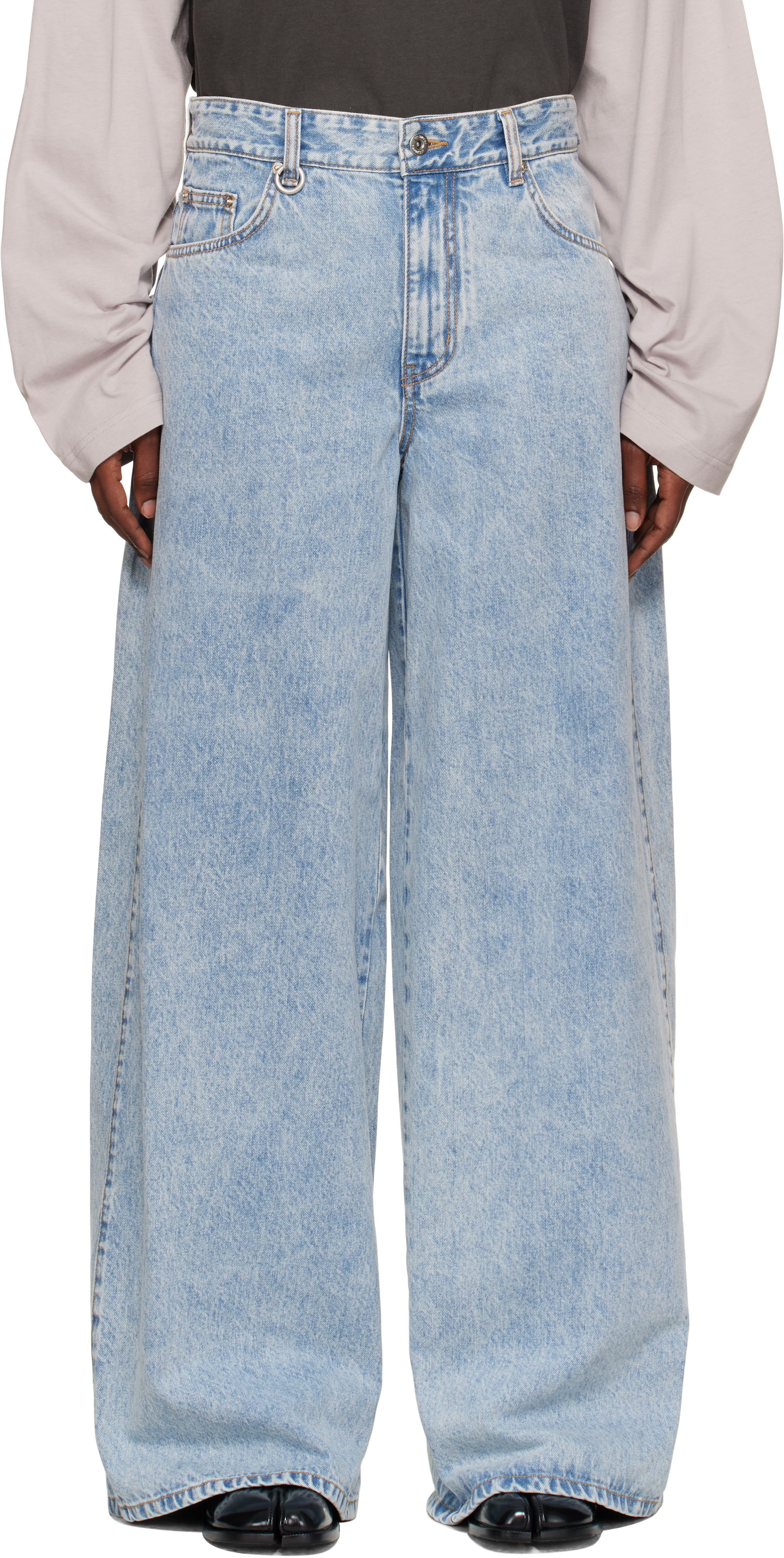 Blue Oversized Low-Rise Jeans