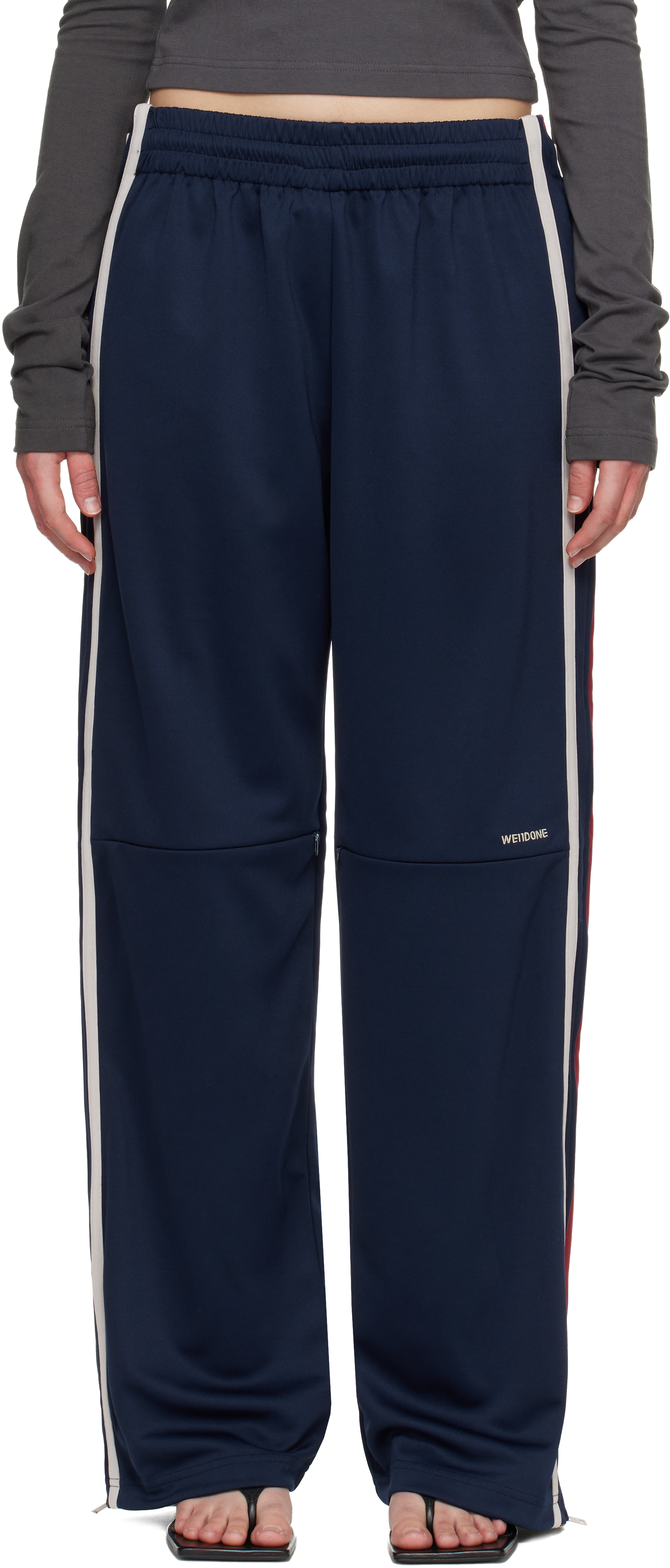 We11done Navy Color-Block Track Pants