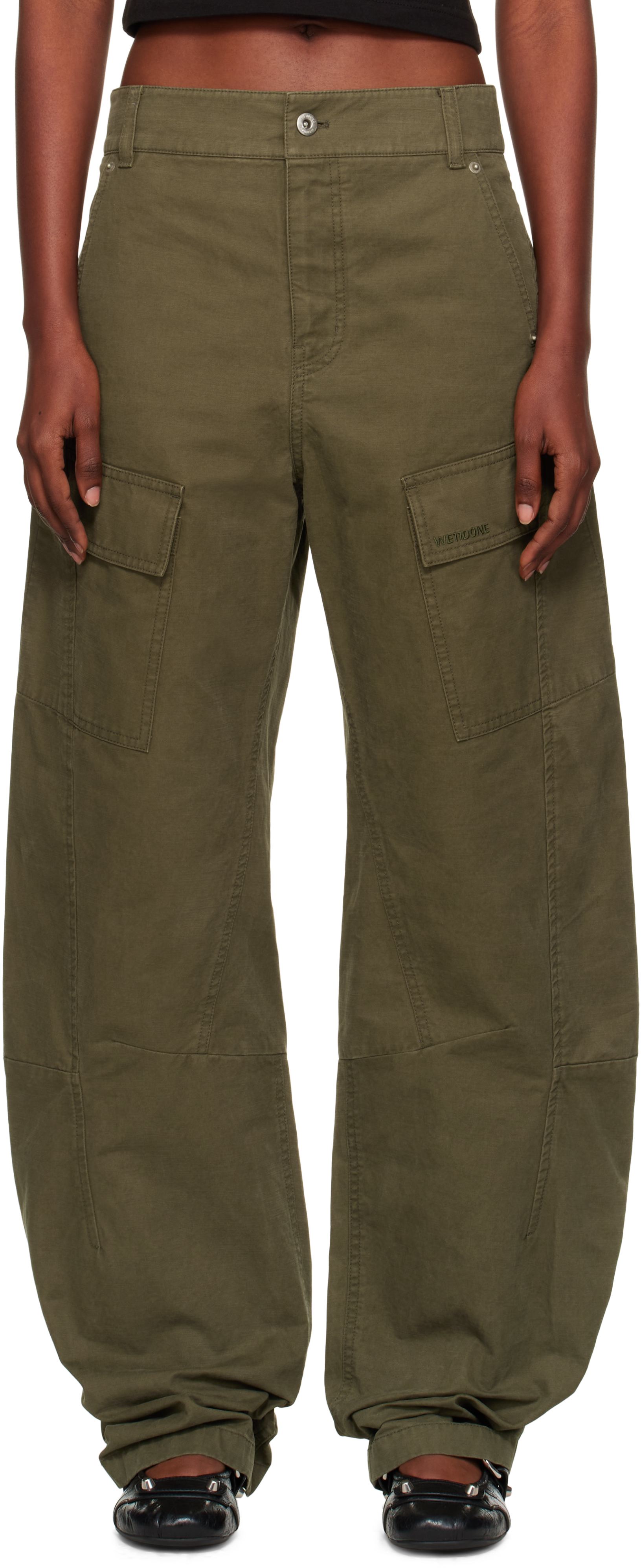 Khaki Curved Trousers
