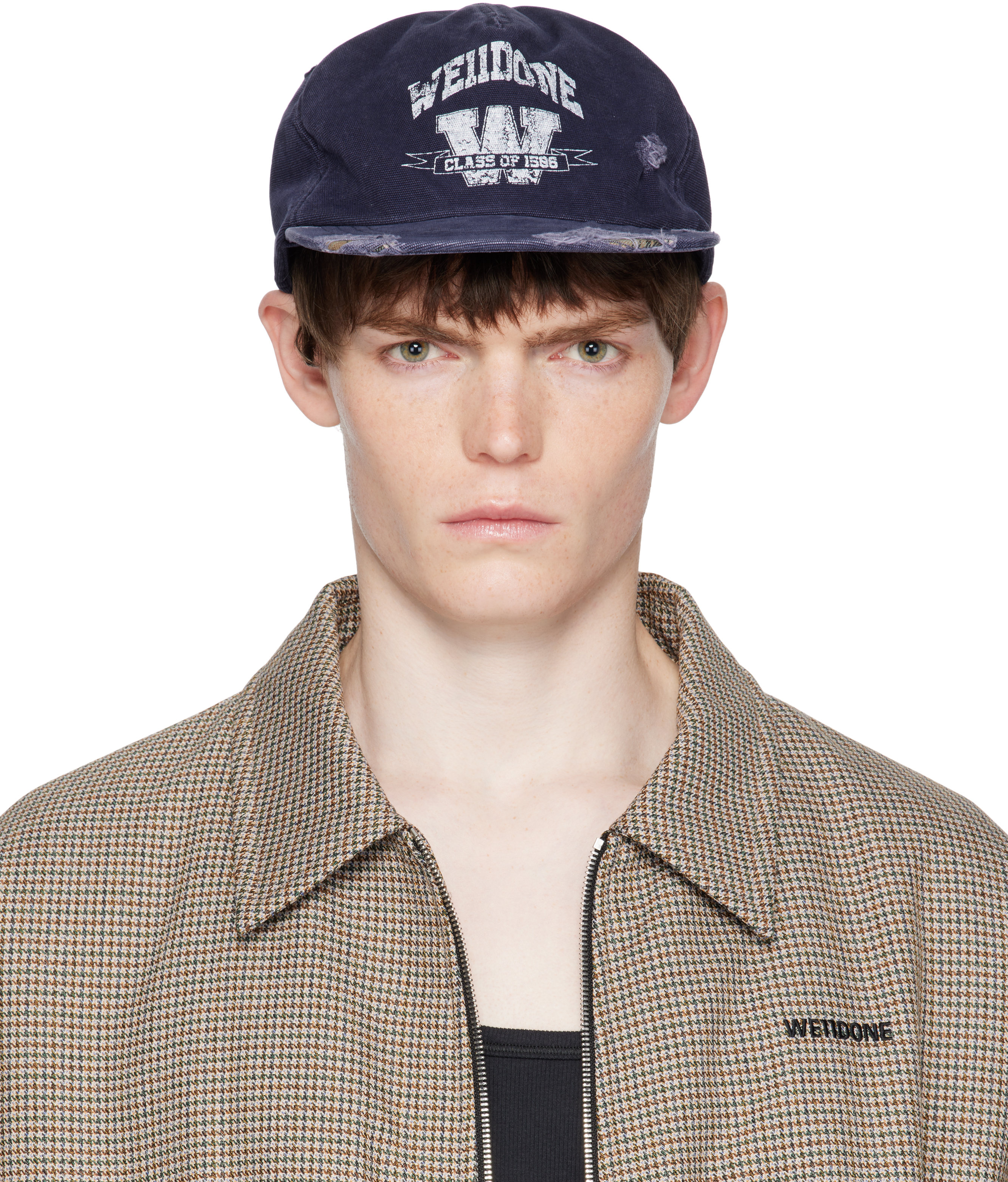 Navy Distressed Collegiate Cap