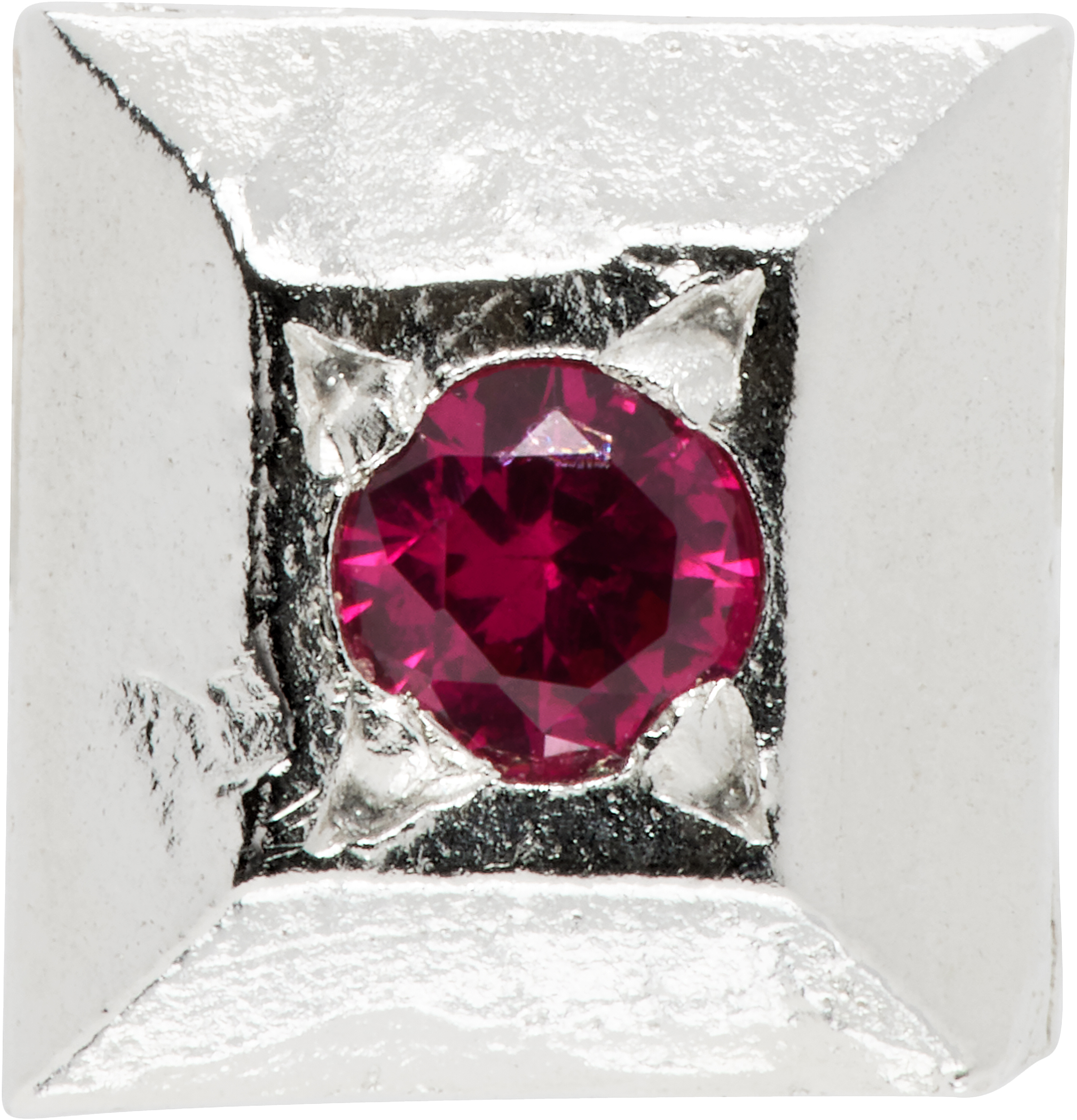 SSENSE Exclusive Mini Cut Square Ruby Stud Single Earring