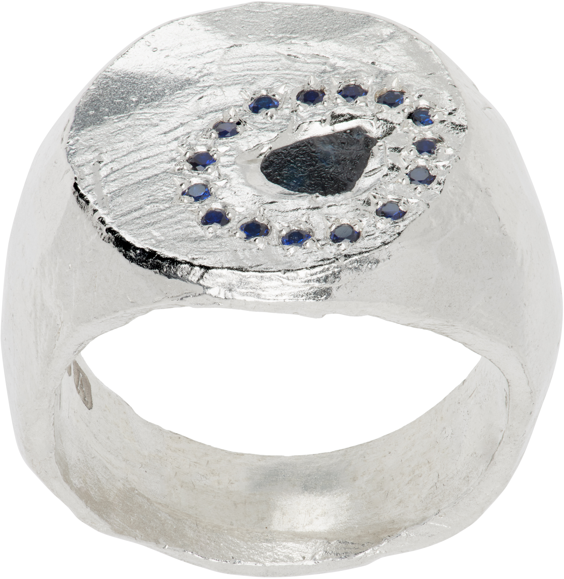 Sapphire Halo Signet Ring