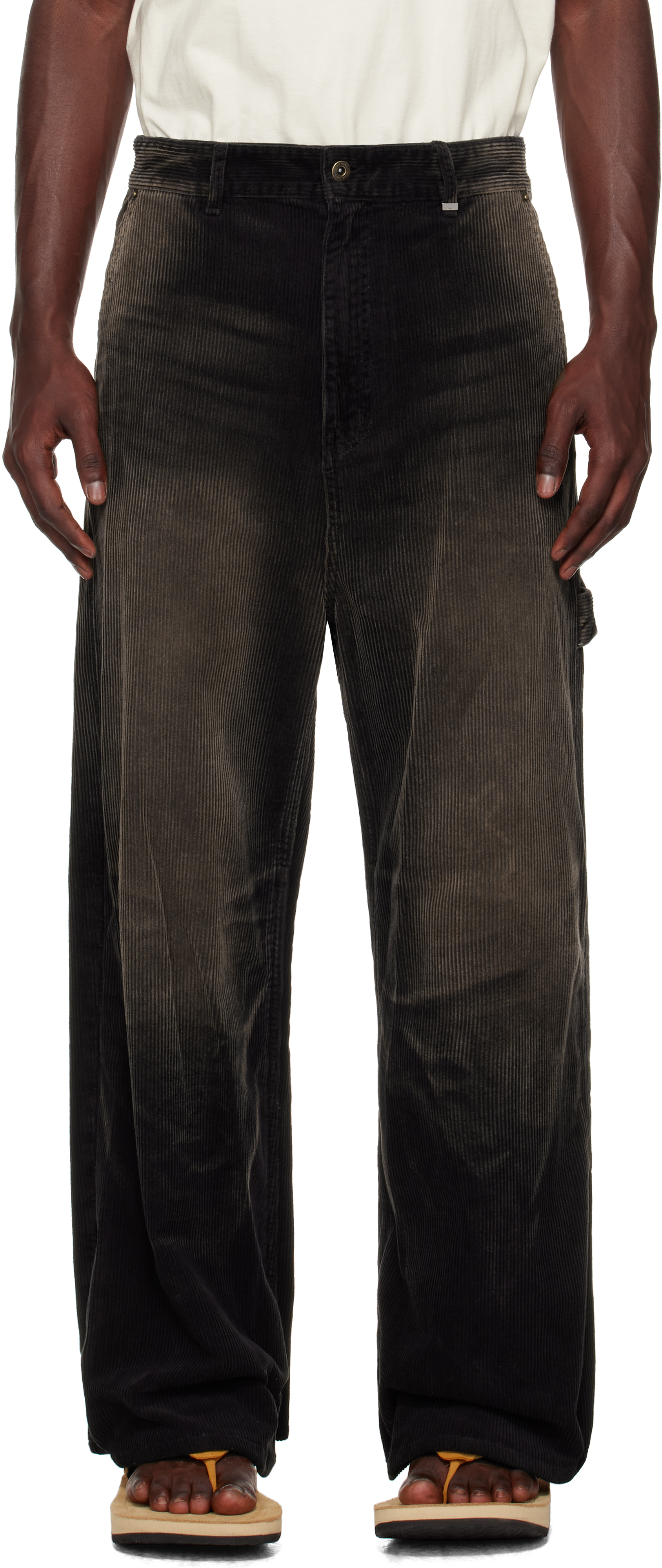 Black Vintage Wash Corduroy Trousers
