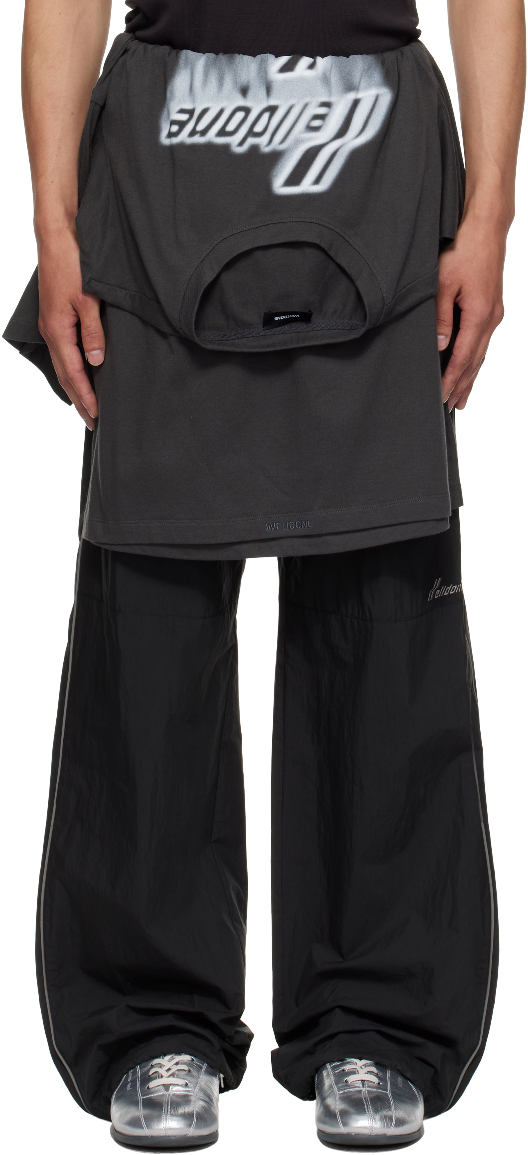 Black Layered Track Pants