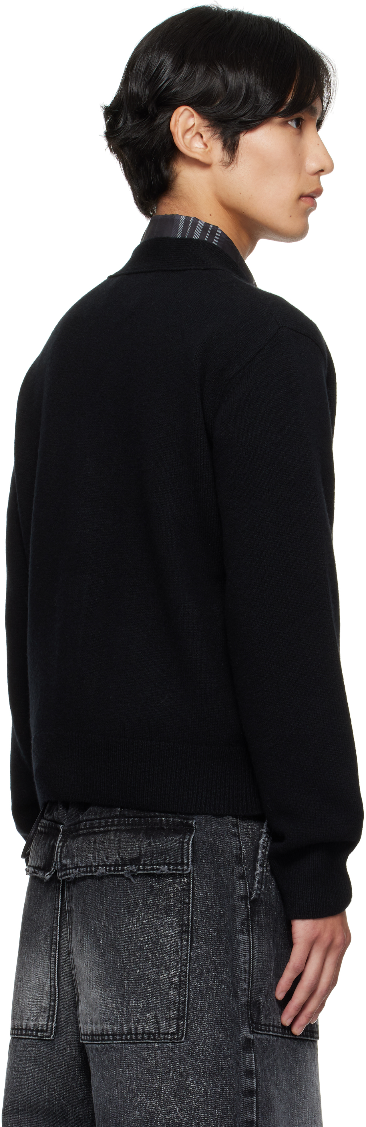 We11 Done Long-sleeved Knitted Cardigan In Black