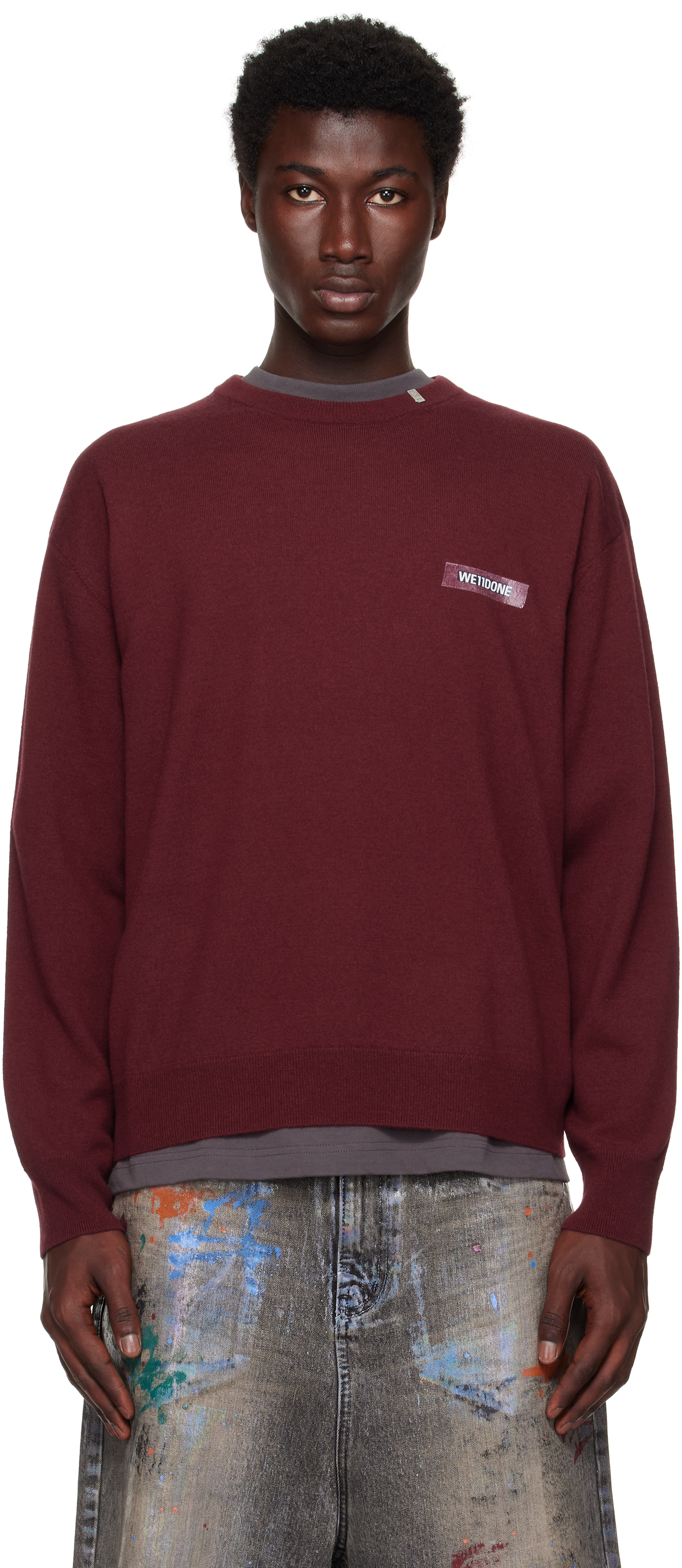 Burgundy Logo Knit Pullover Sweater