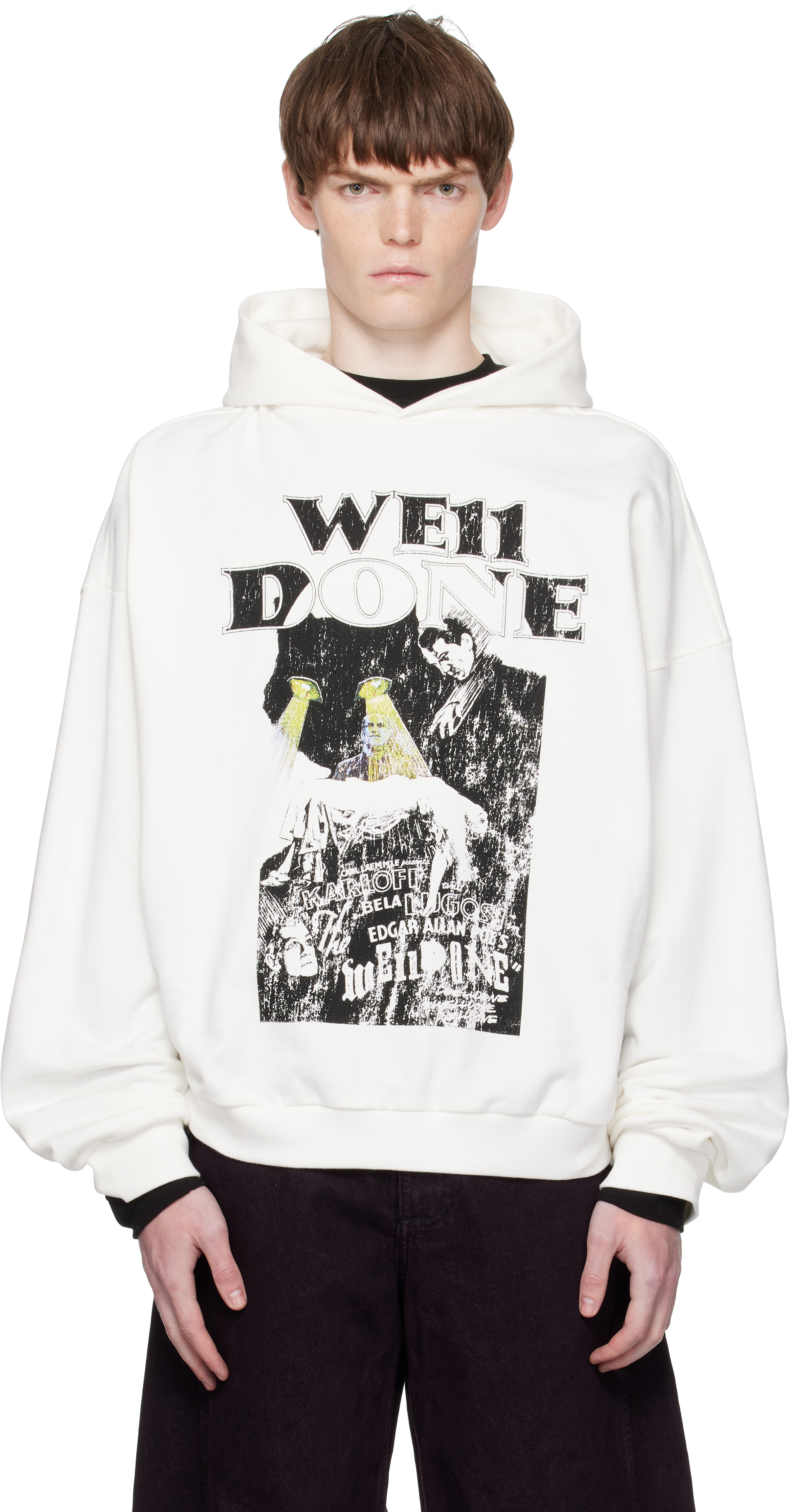 White Black Cat Poster Hoodie