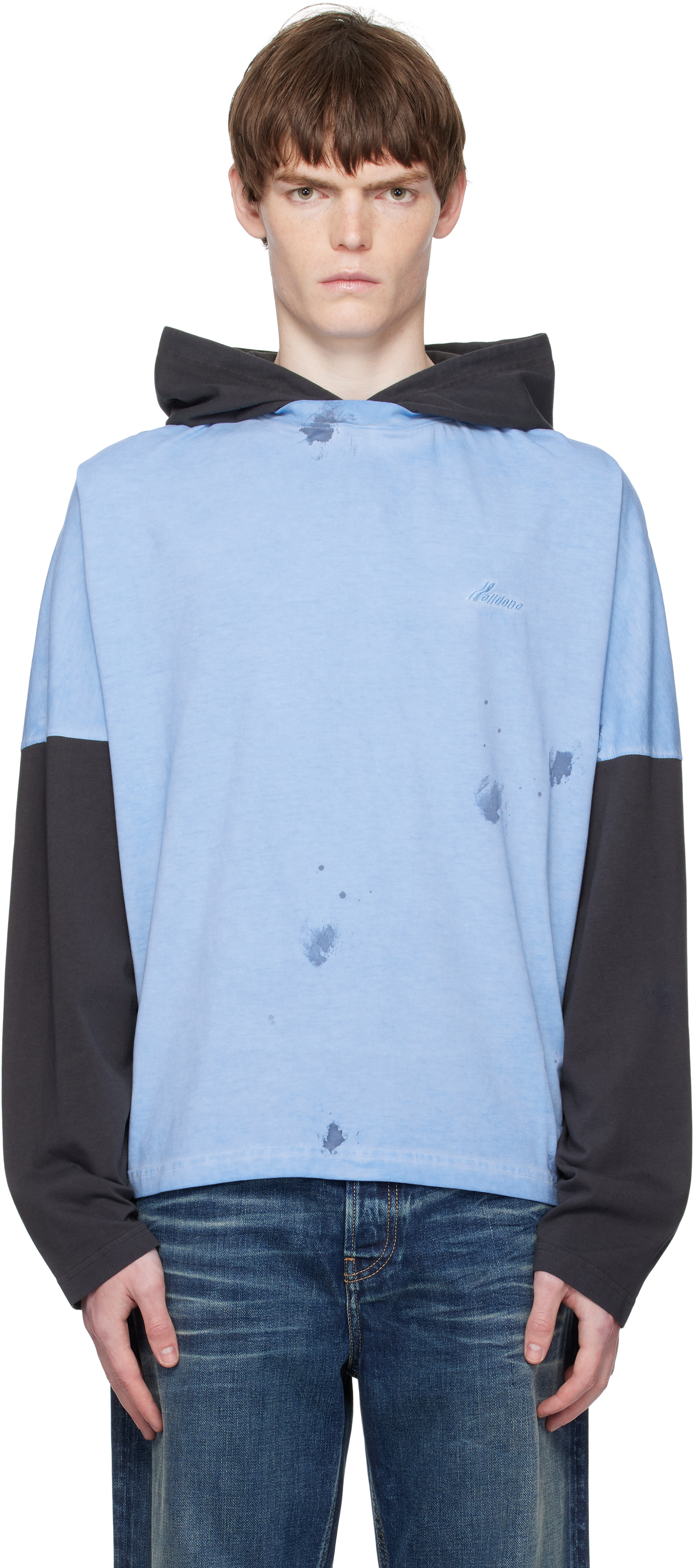 Blue Painted Long-Sleeved Hoodie