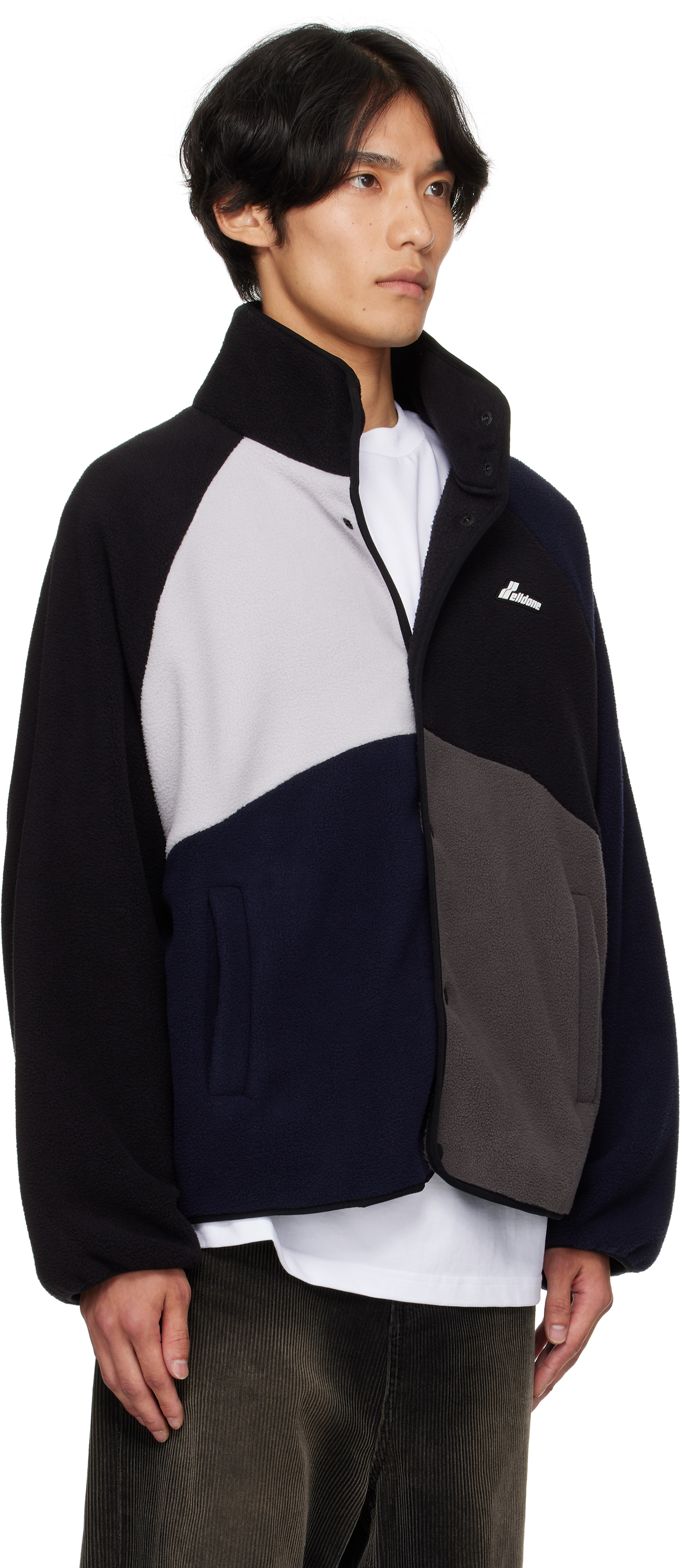 We11 Done Multicolor Colorblock Fleece Jacket In Black