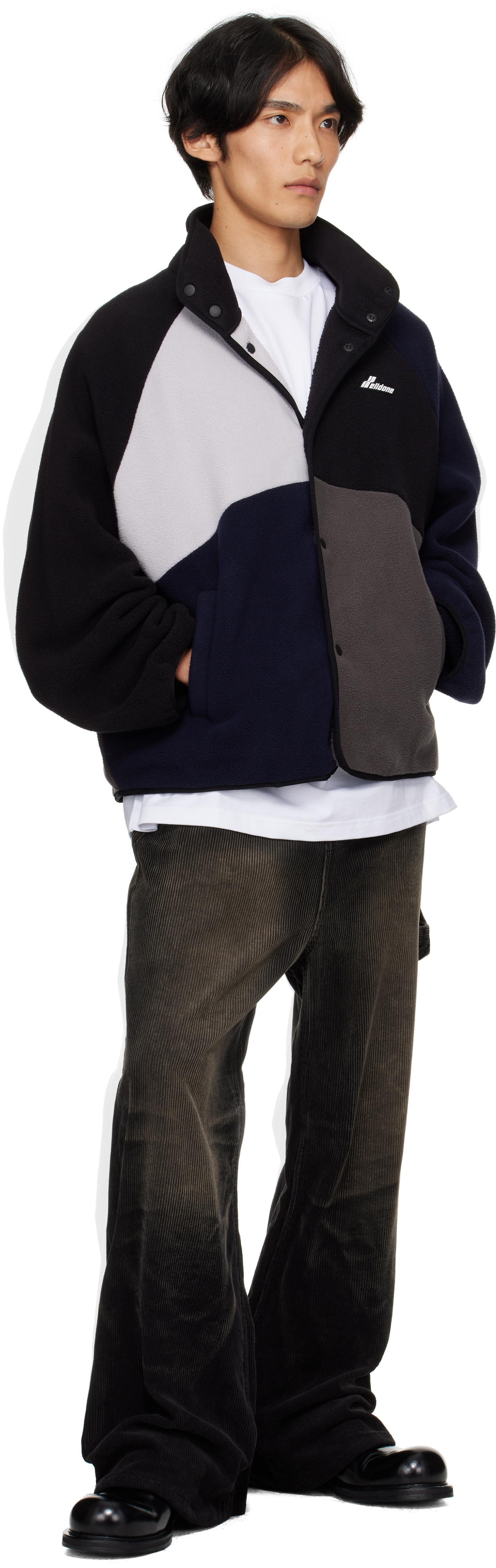 We11 Done Multicolor Colorblock Fleece Jacket In Black