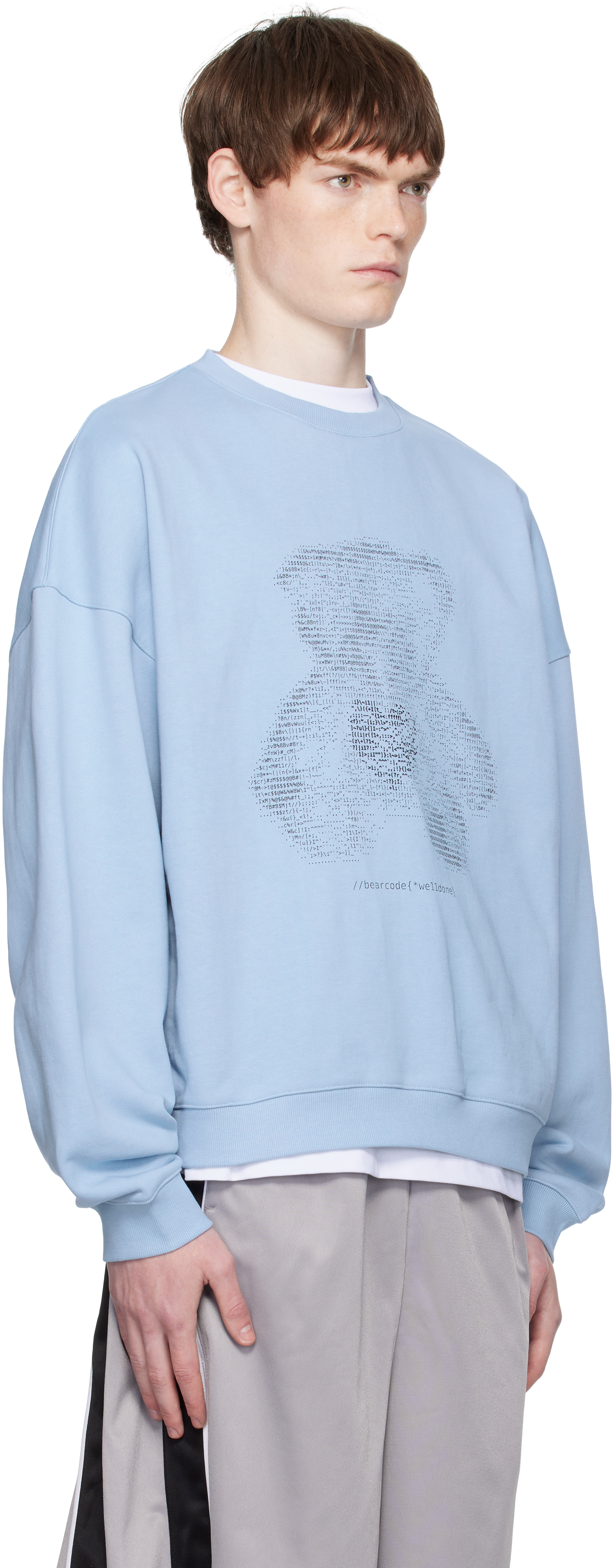 We11 Done Blue Coding Teddy Sweatshirt In Blue