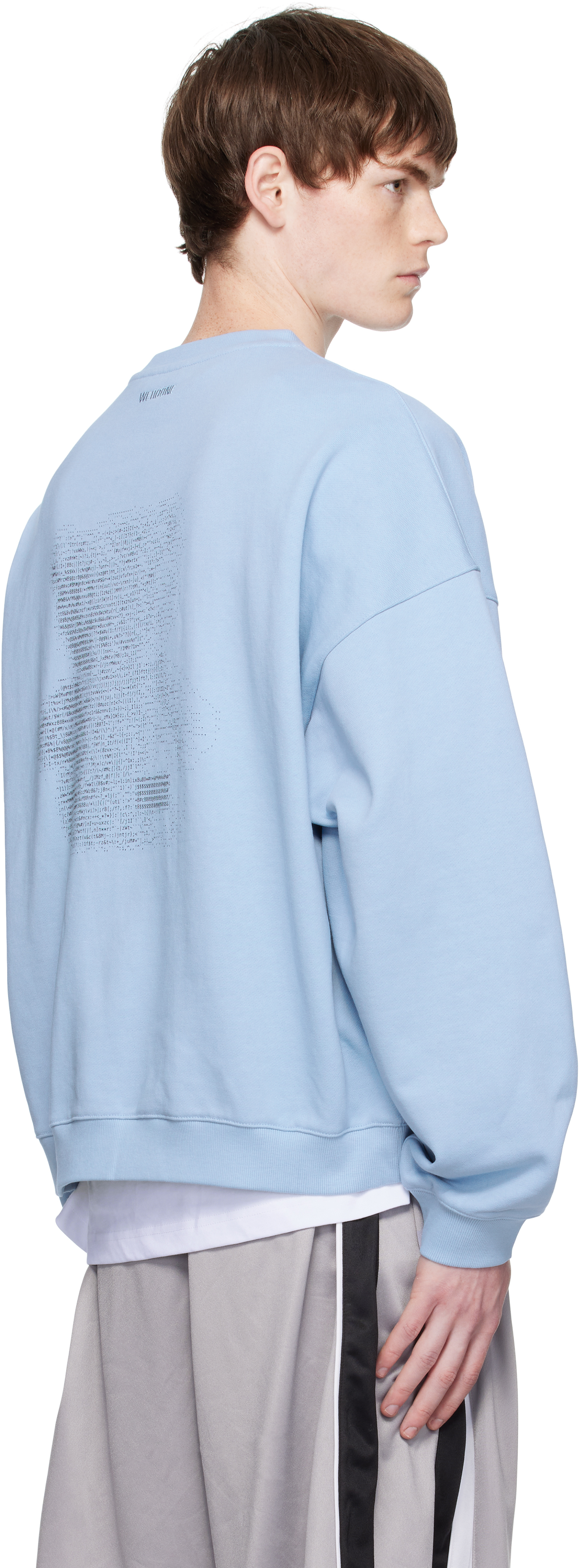 We11 Done Blue Coding Teddy Sweatshirt In Blue