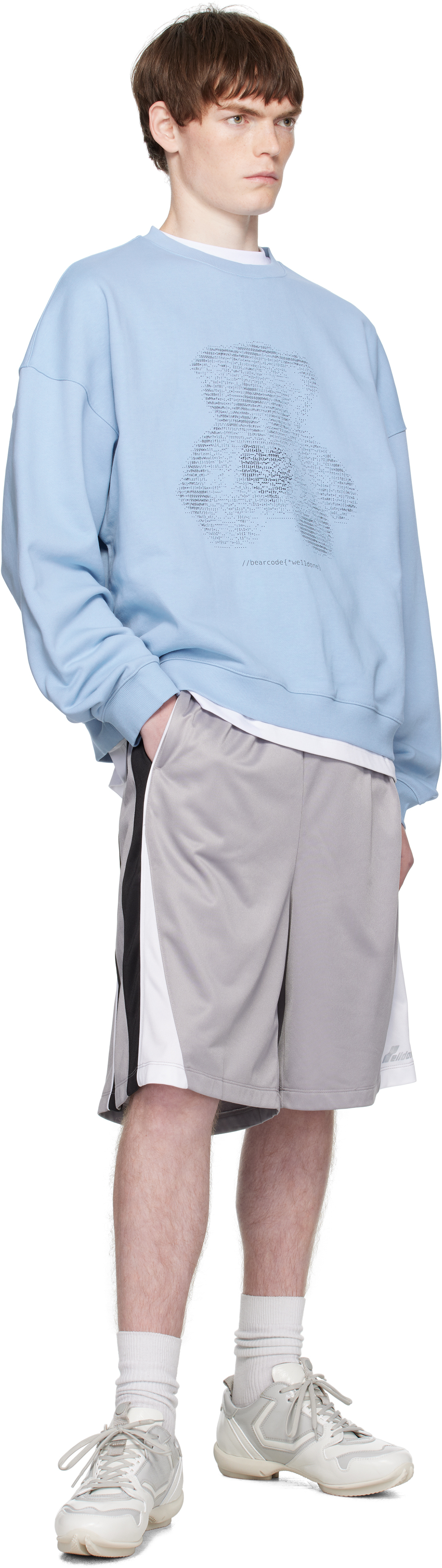 We11 Done Blue Coding Teddy Sweatshirt In Blue