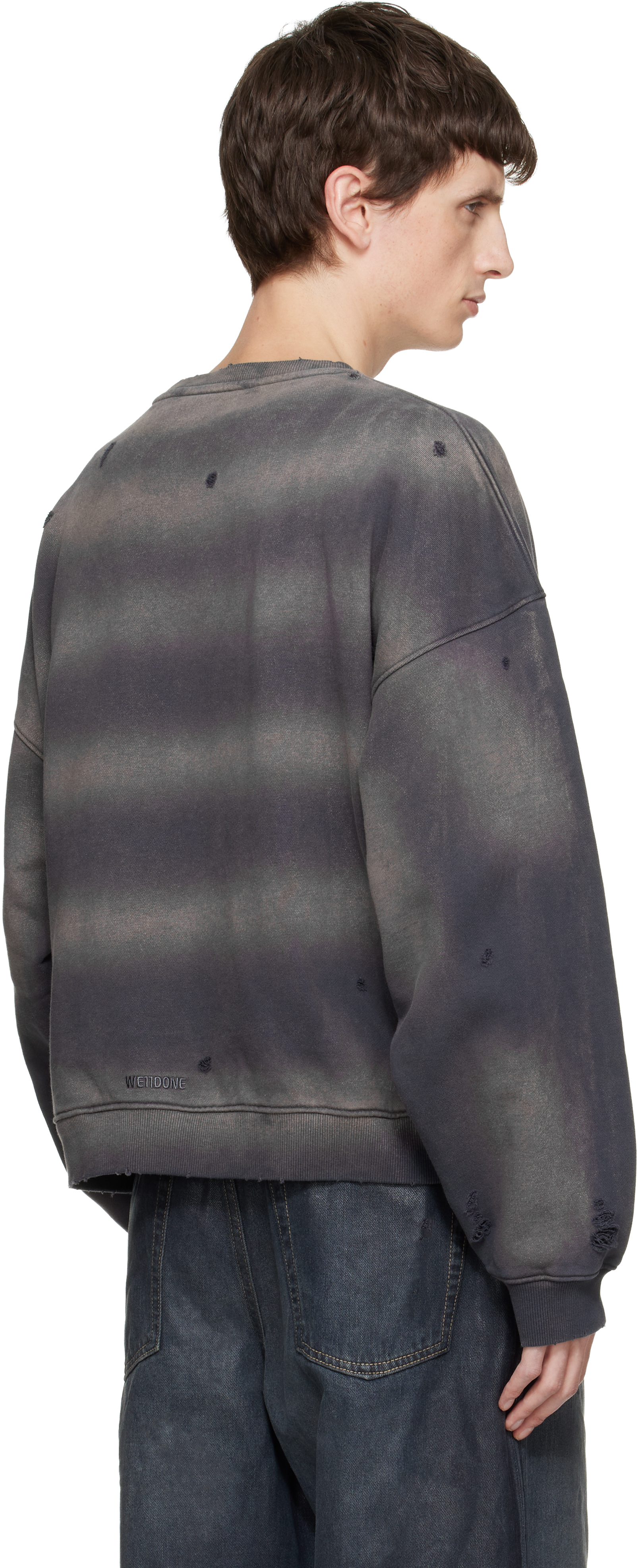 We11 Done Gray Paper Note Grunge Sweatshirt In Multi