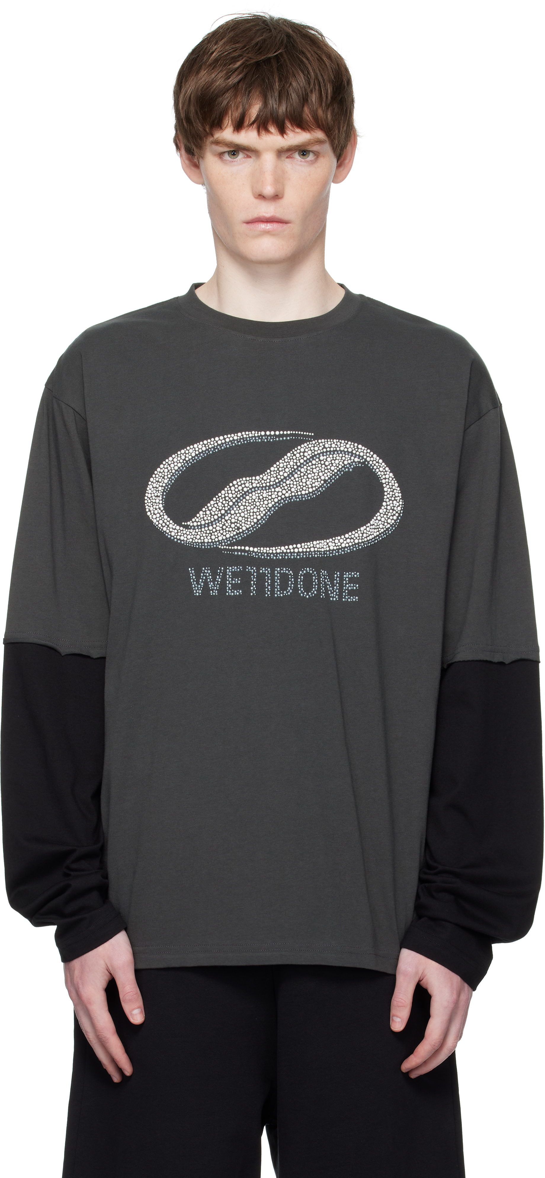 Gray Pearl Logo Long-Sleeved T-shirt