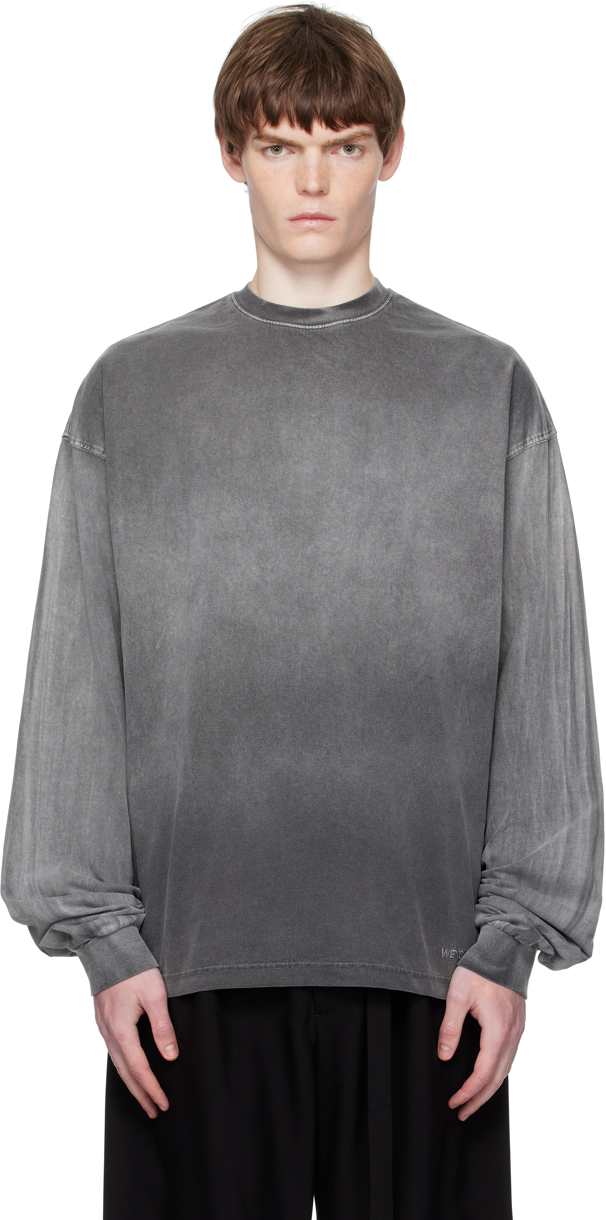 Gray Gradient Dye Long Sleeve T-shirt
