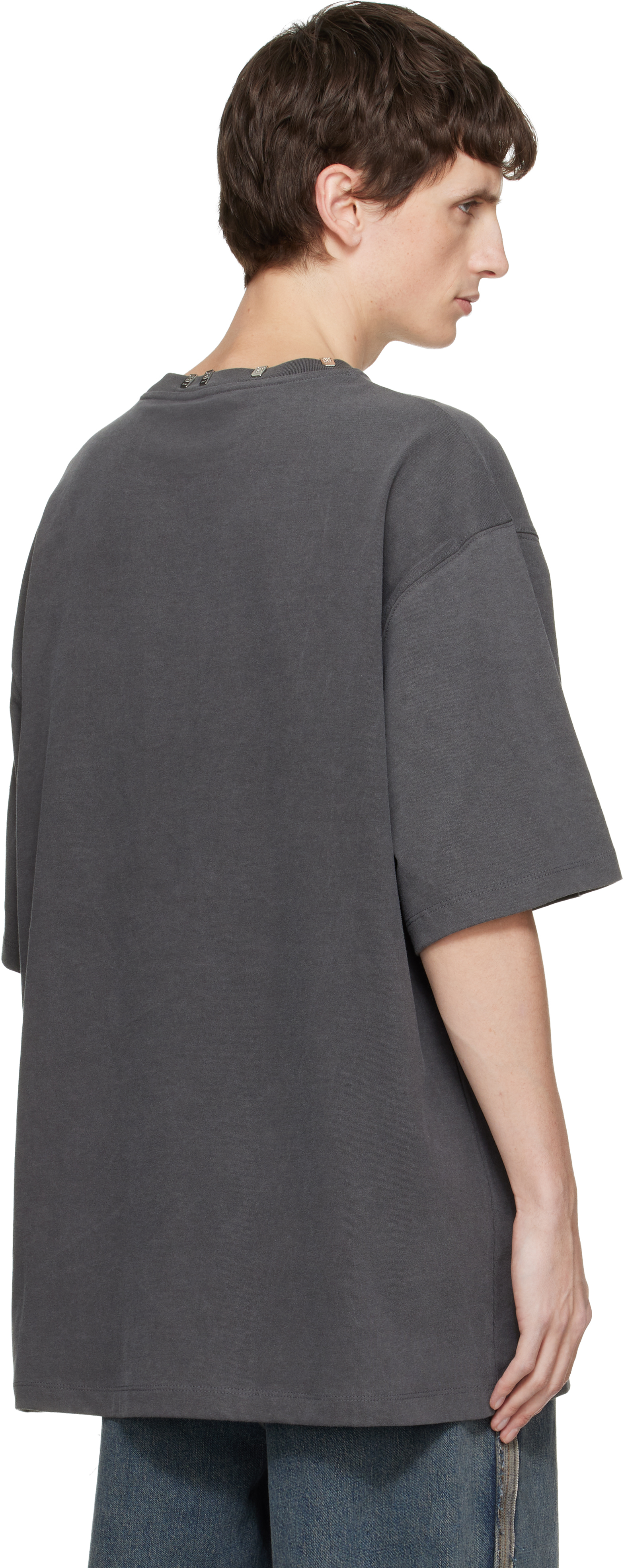 We11 Done Gray Logo Metal Chip T-shirt In Multi