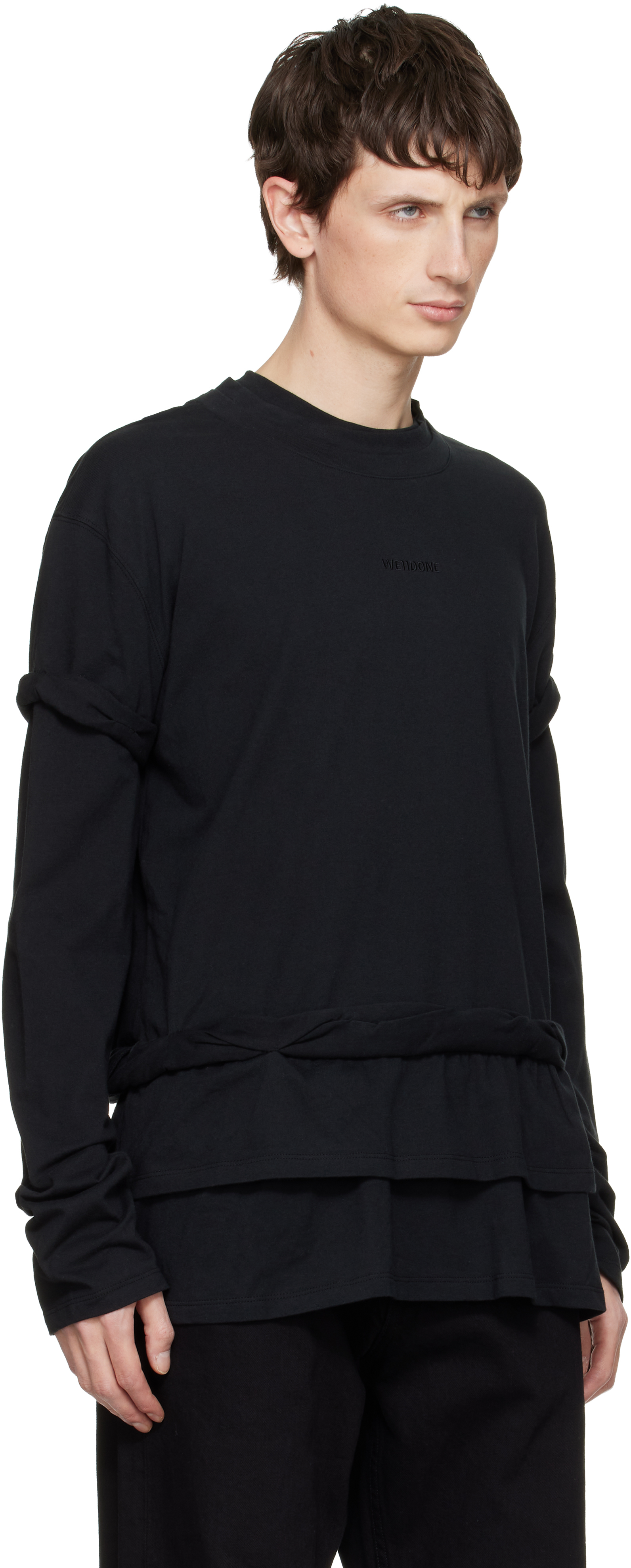 We11 Done Black Triple-layered T-shirt In Black