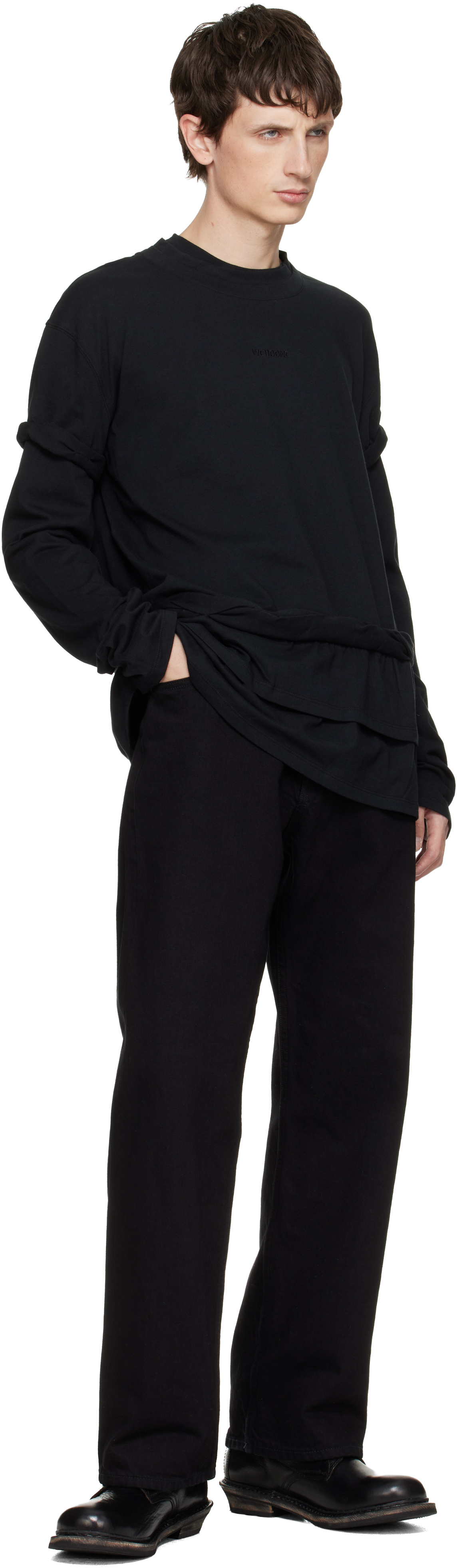 We11 Done Black Triple-layered T-shirt In Black