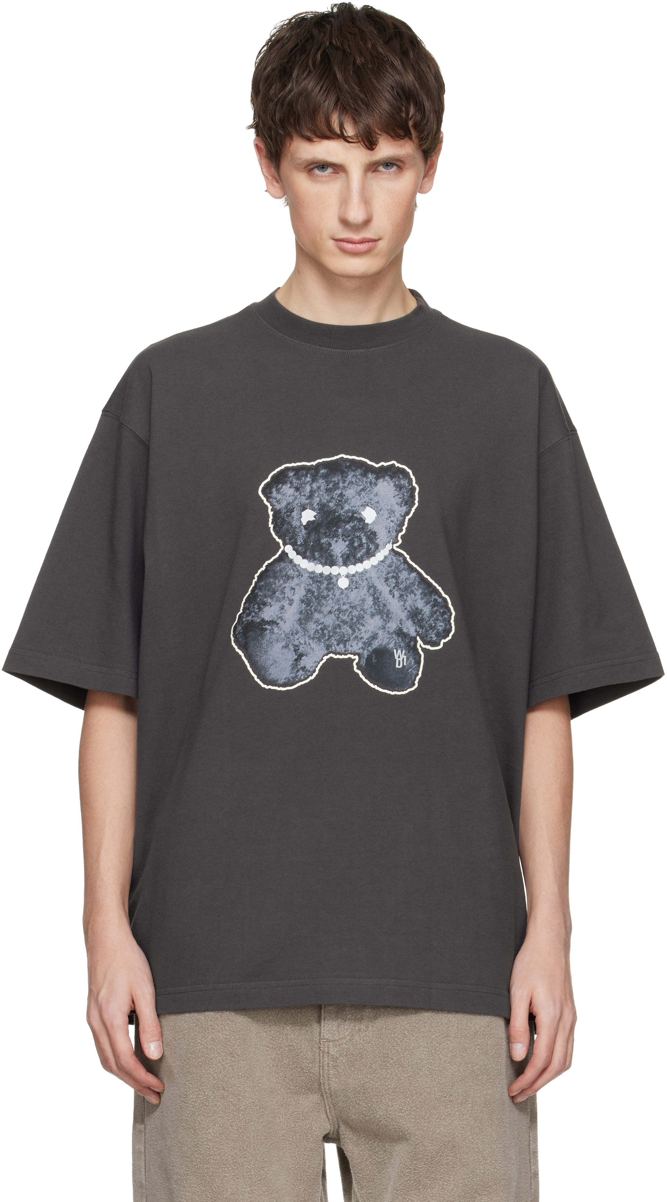 We11 Done Gray Pearl Necklace Teddy T-shirt In Multi