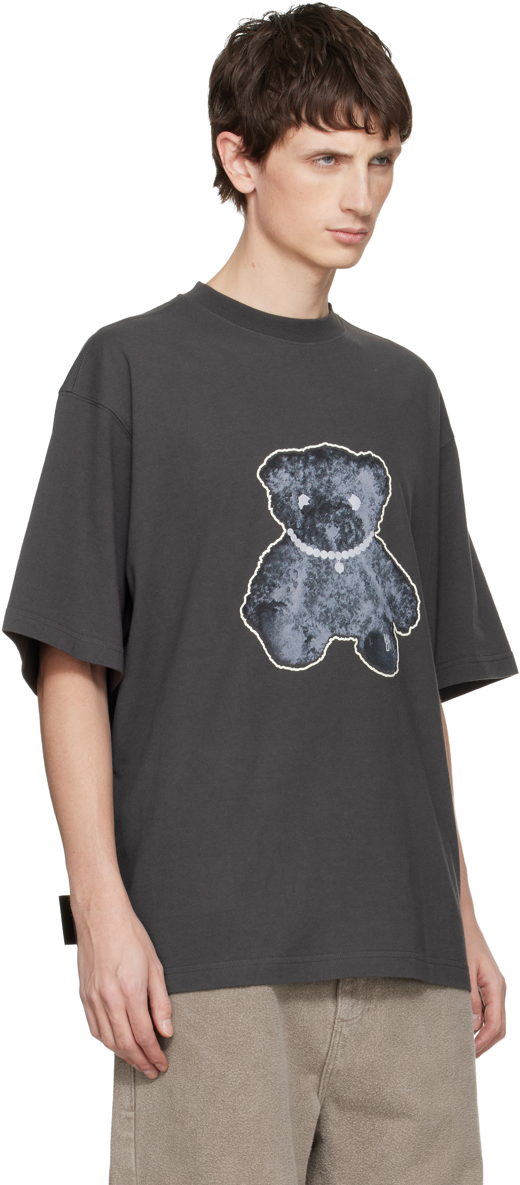 We11 Done Gray Pearl Necklace Teddy T-shirt In Multi