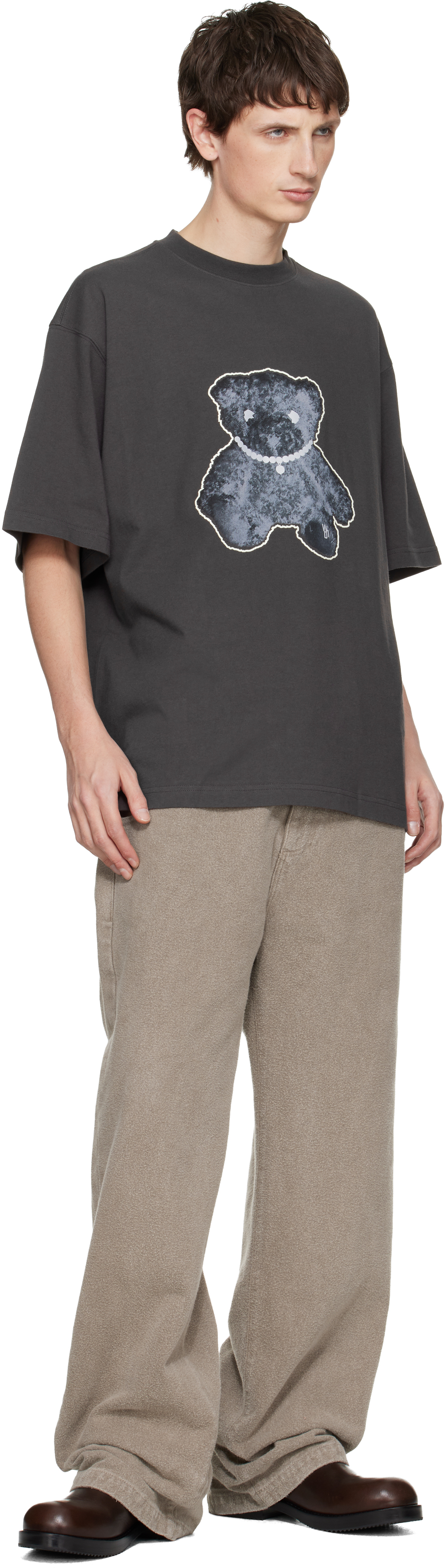 We11 Done Gray Pearl Necklace Teddy T-shirt In Multi