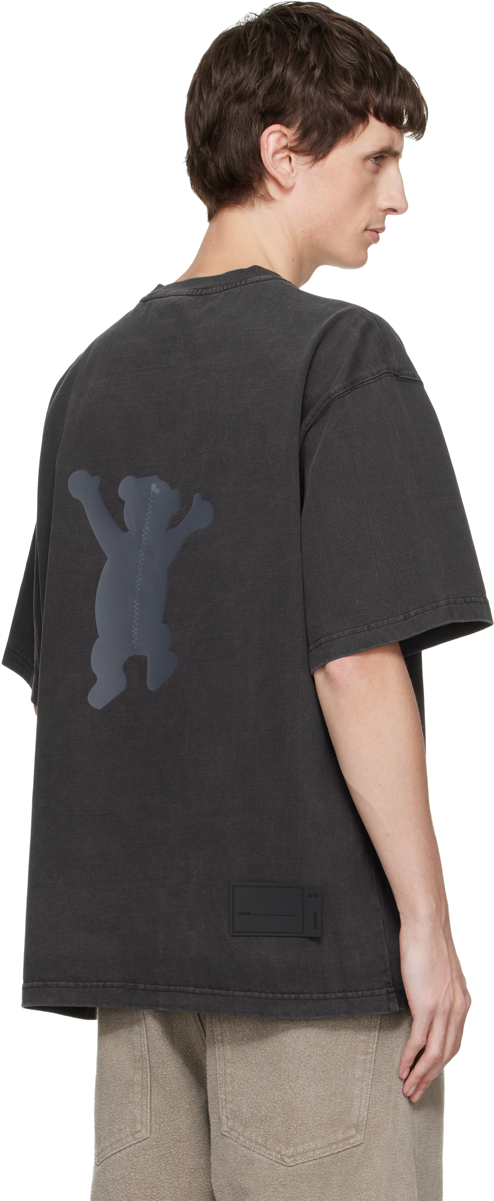 We11 Done Gray Teddy Logo T-shirt In Gray