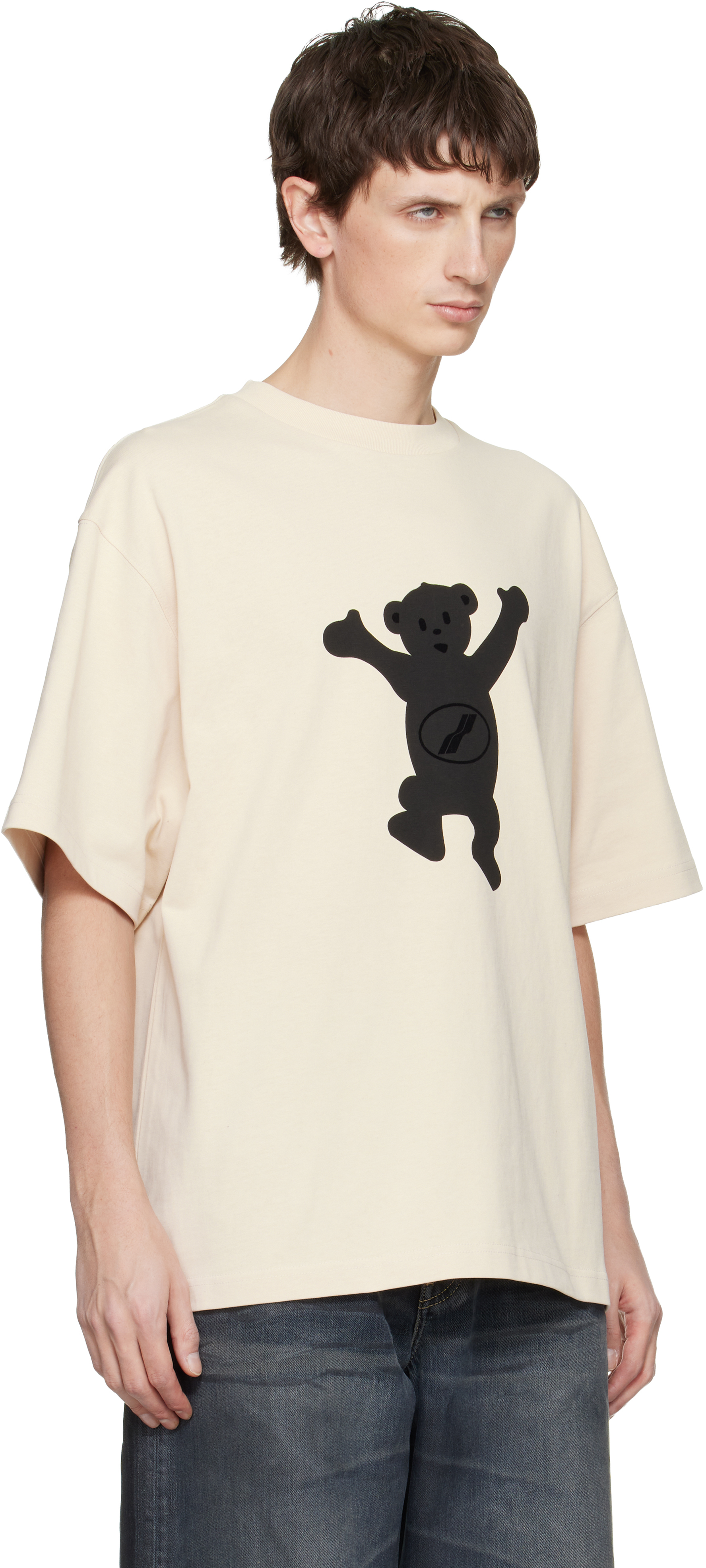 We11 Done Off-white Logo Teddy T-shirt In Neutral