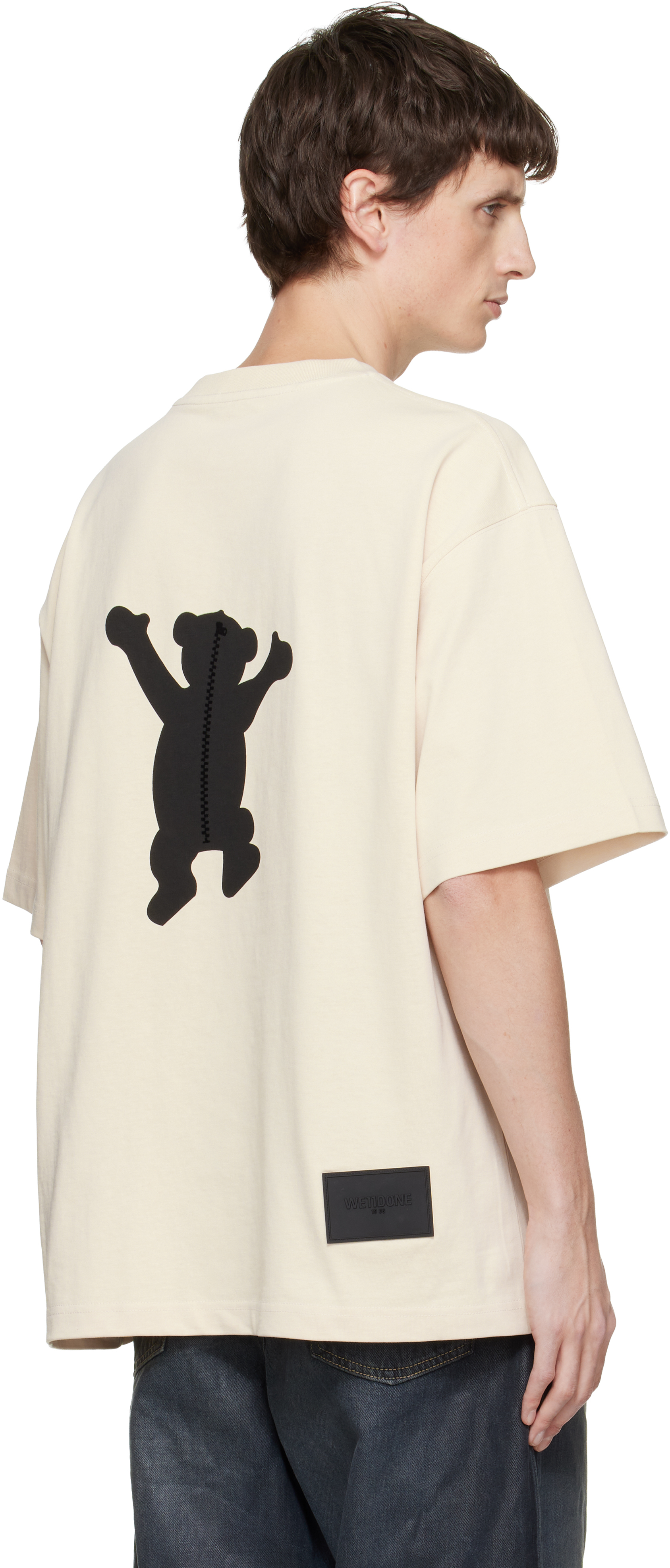 We11 Done Off-white Logo Teddy T-shirt In Neutral