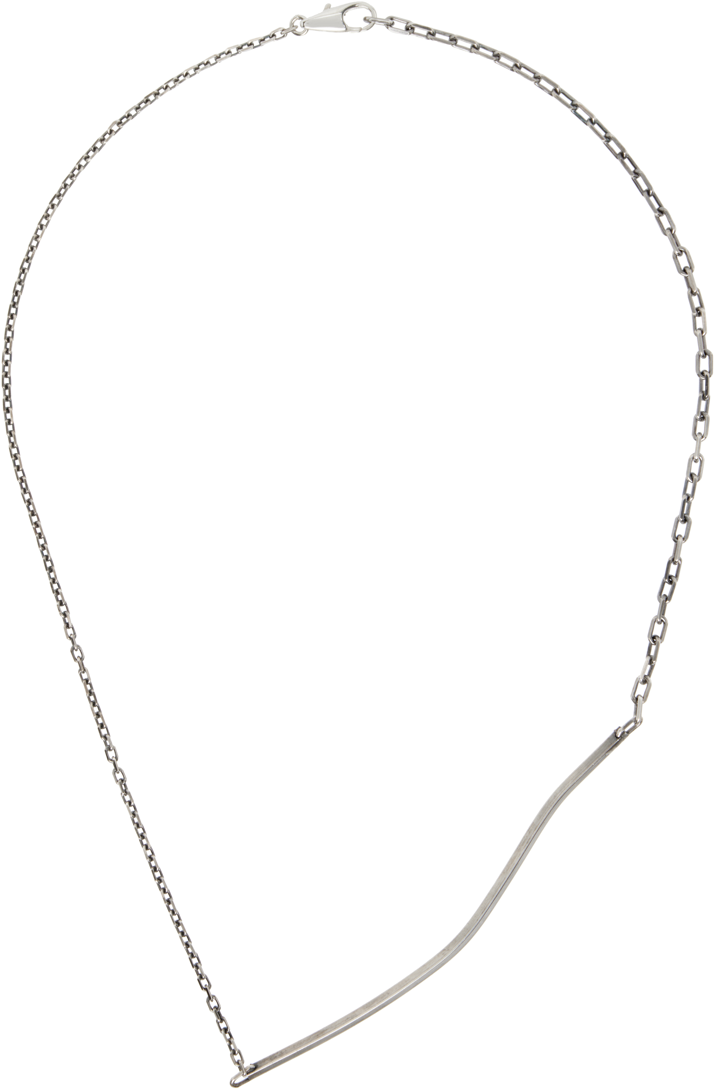 Mixed Chain Beaten Bar Necklace
