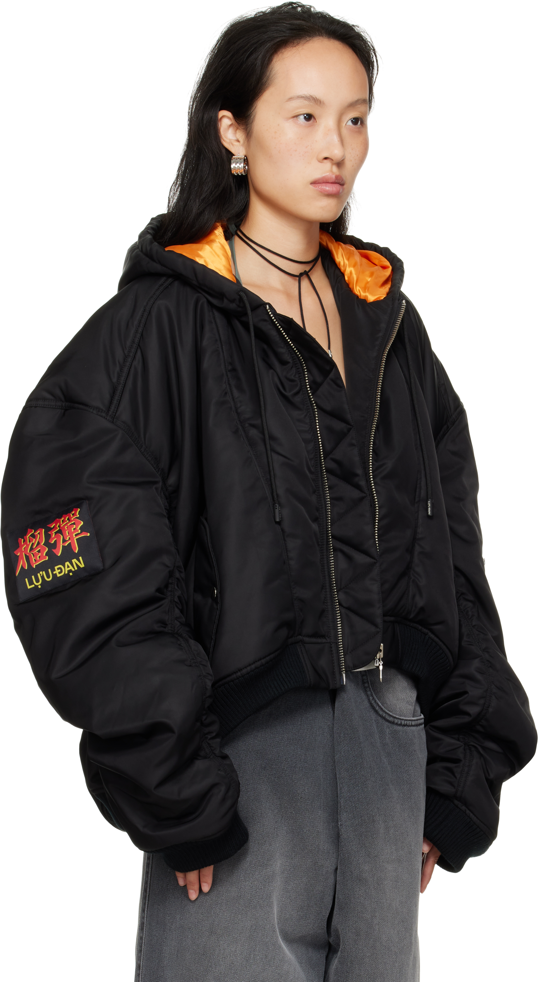Lu'u Dan Black Patch Bomber Jacket In Black
