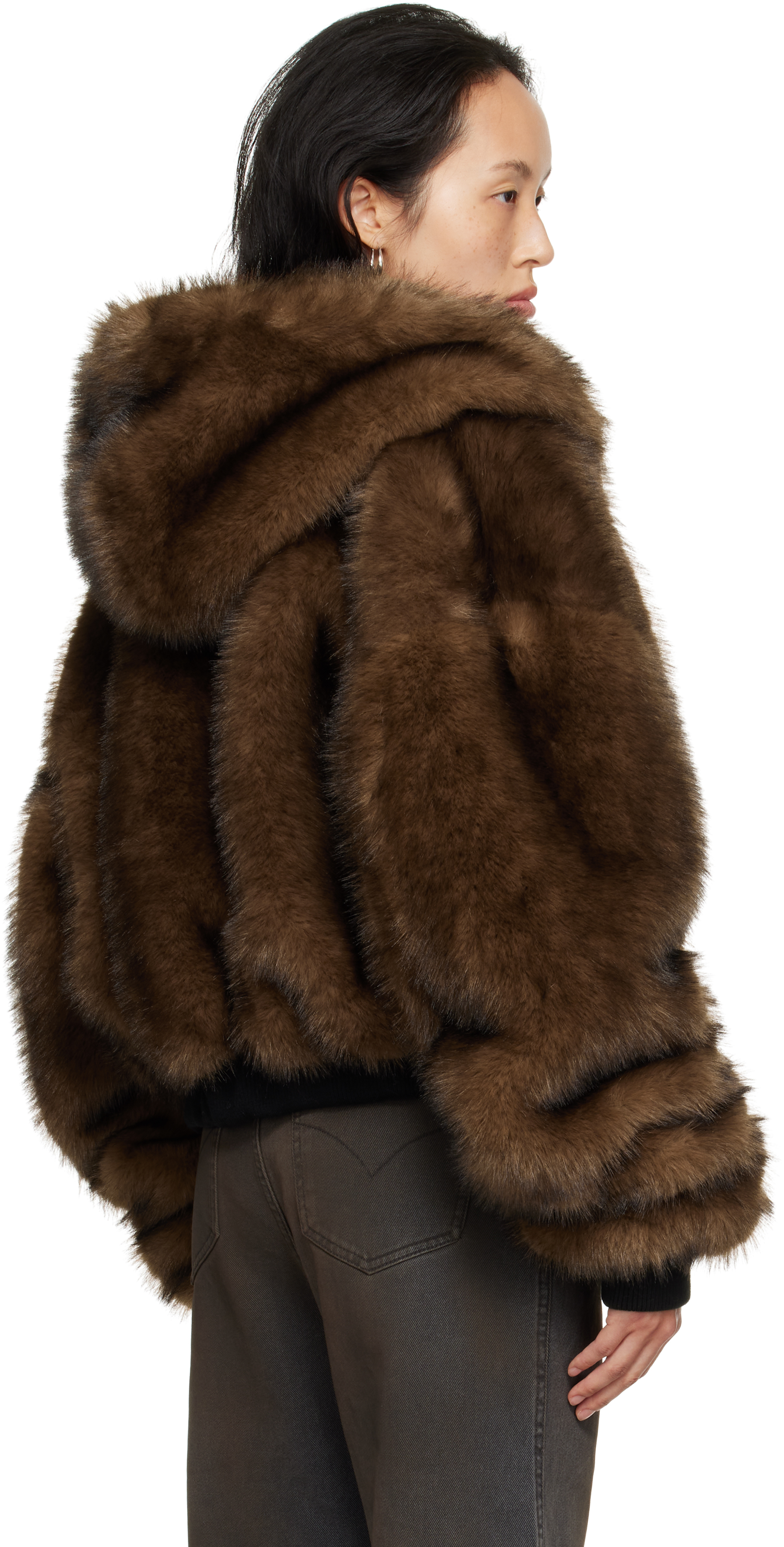 Lu'u Dan Brown Yeti Outlaw Faux-fur Jacket In Brown