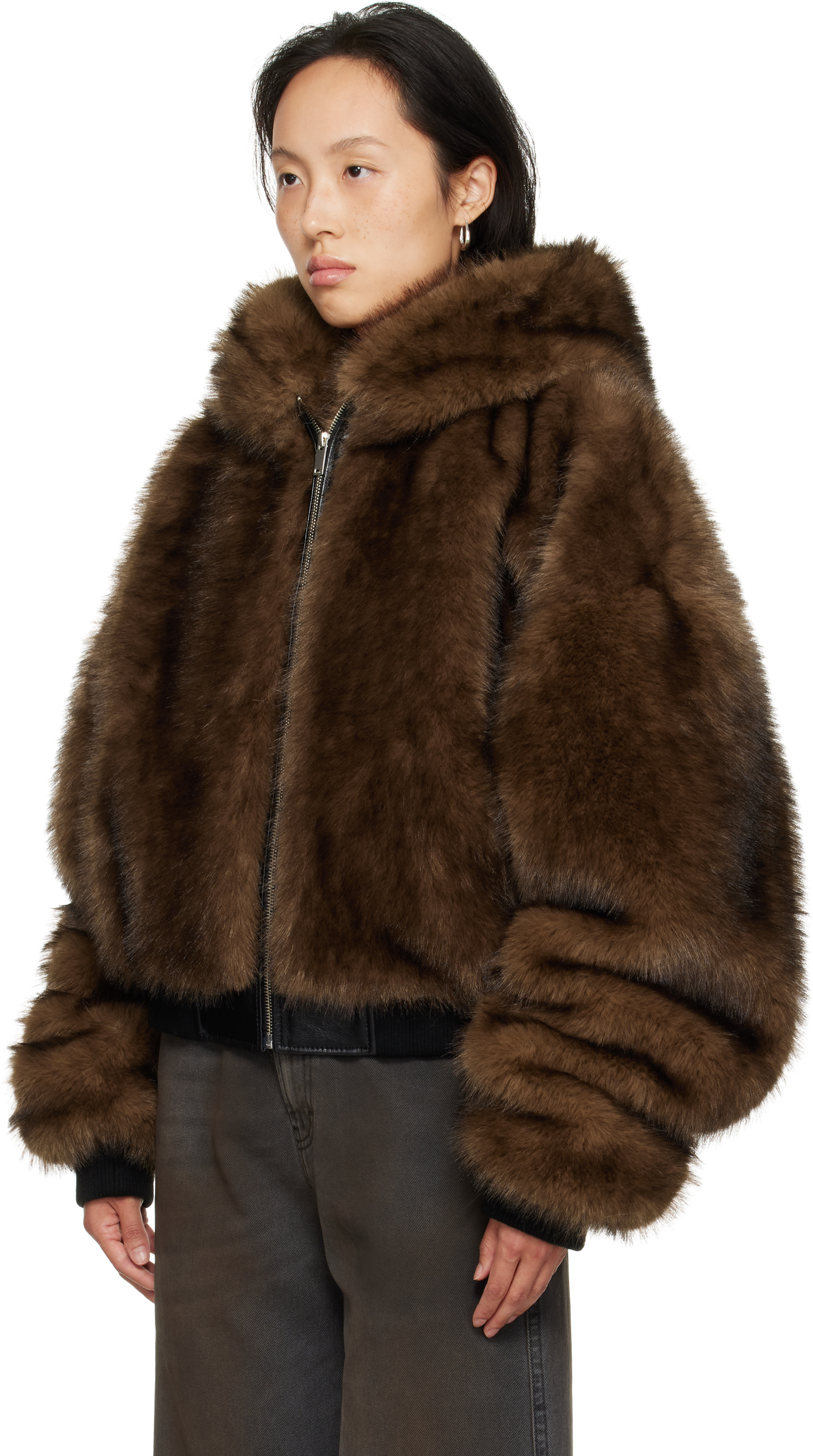 Lu'u Dan Brown Yeti Outlaw Faux-fur Jacket In Brown