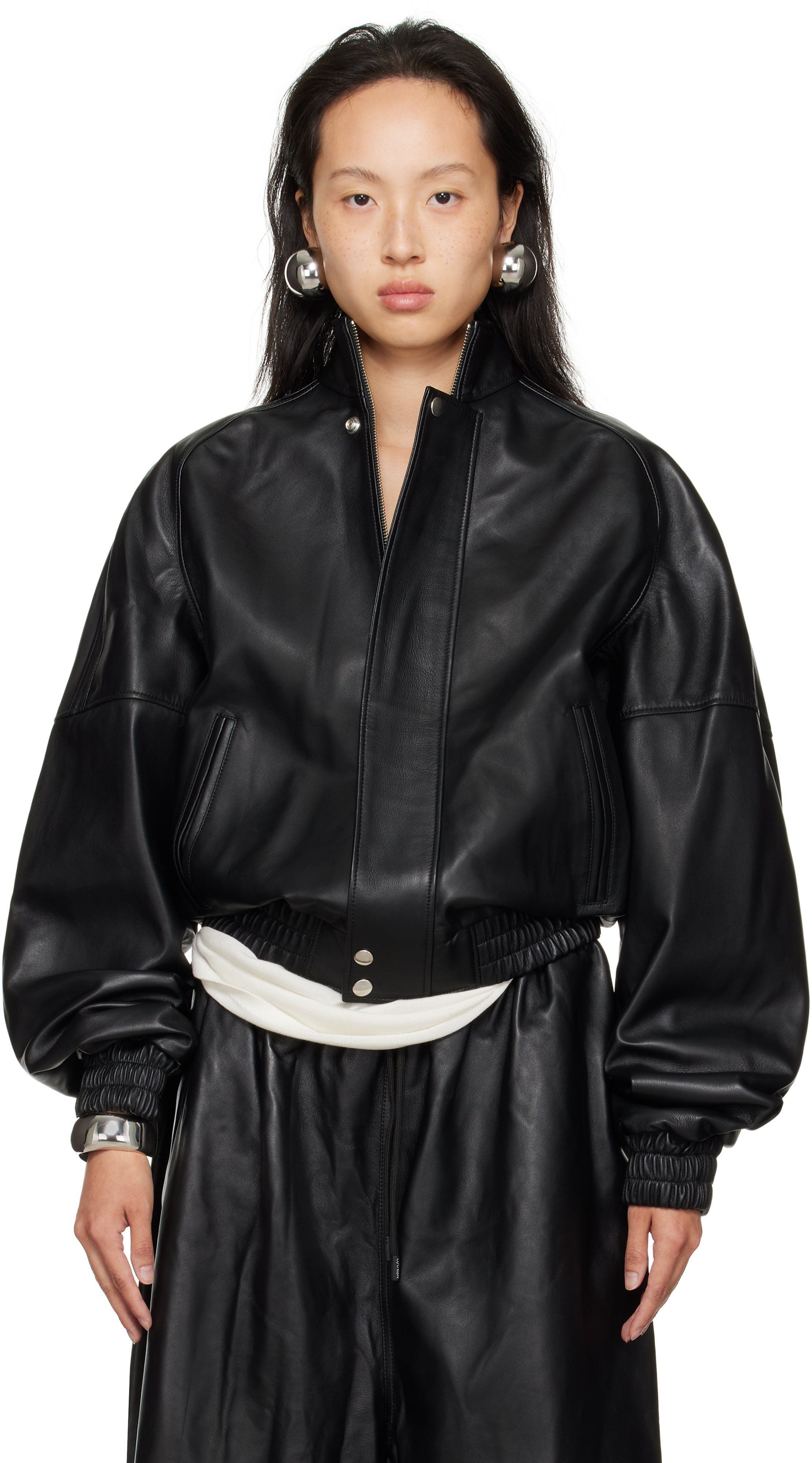 Lu'u Dan Black Blouson Leather Jacket In Black