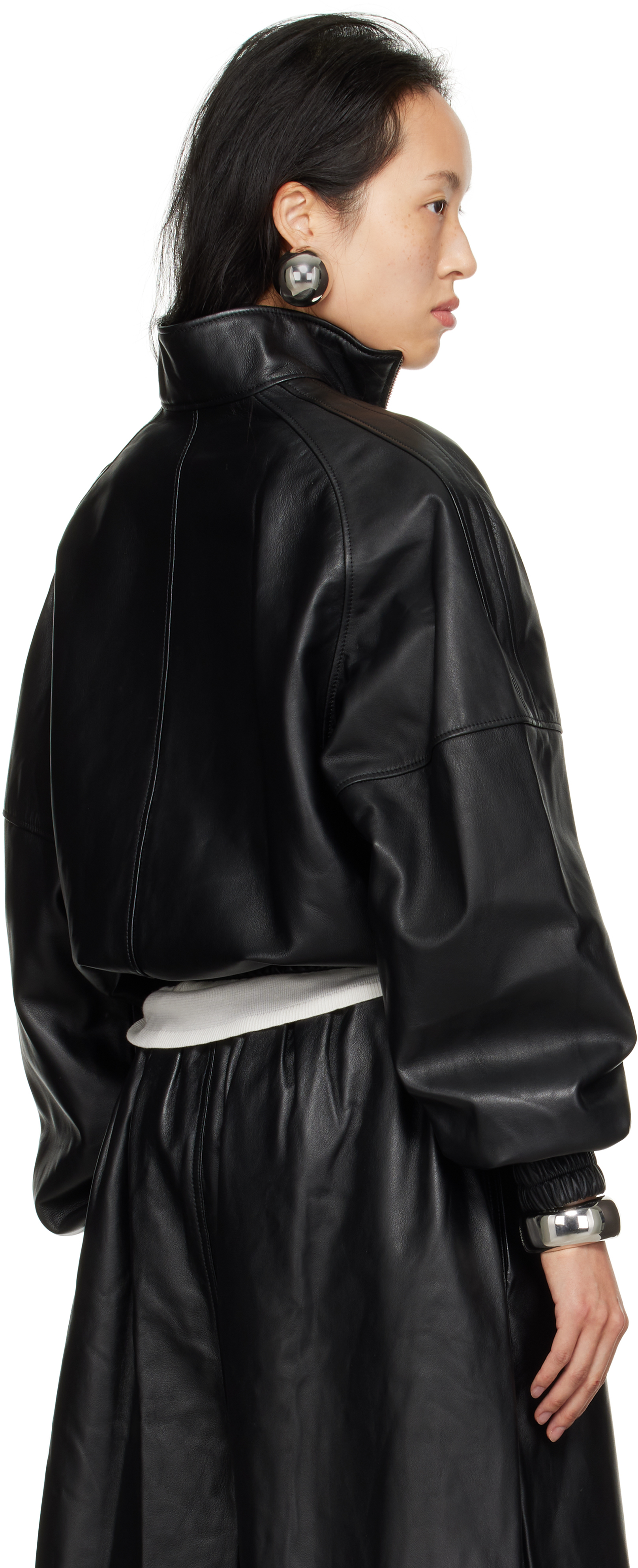 Lu'u Dan Black Blouson Leather Jacket In Black