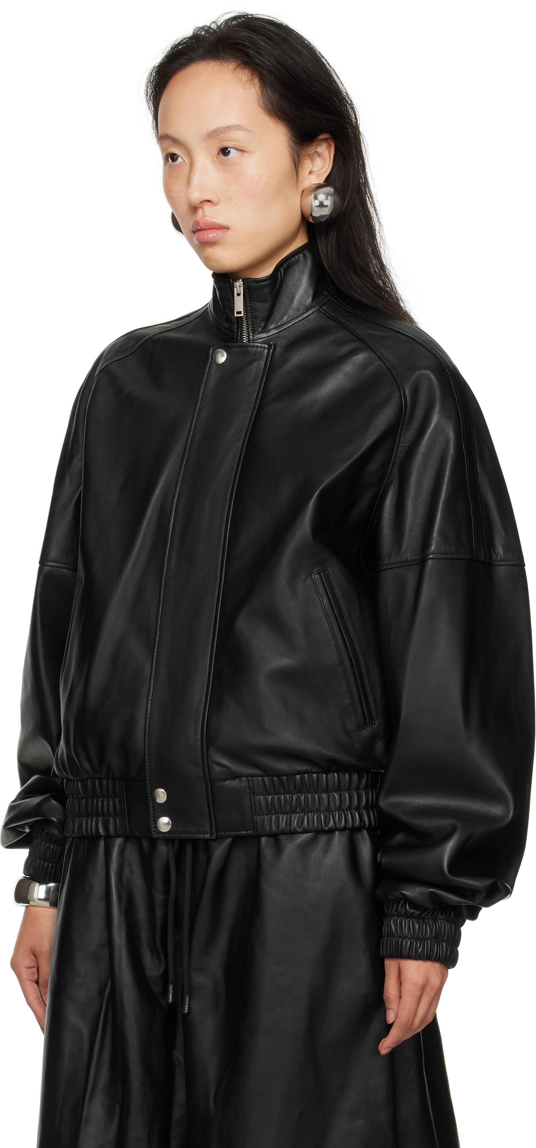 Lu'u Dan Black Blouson Leather Jacket In Black
