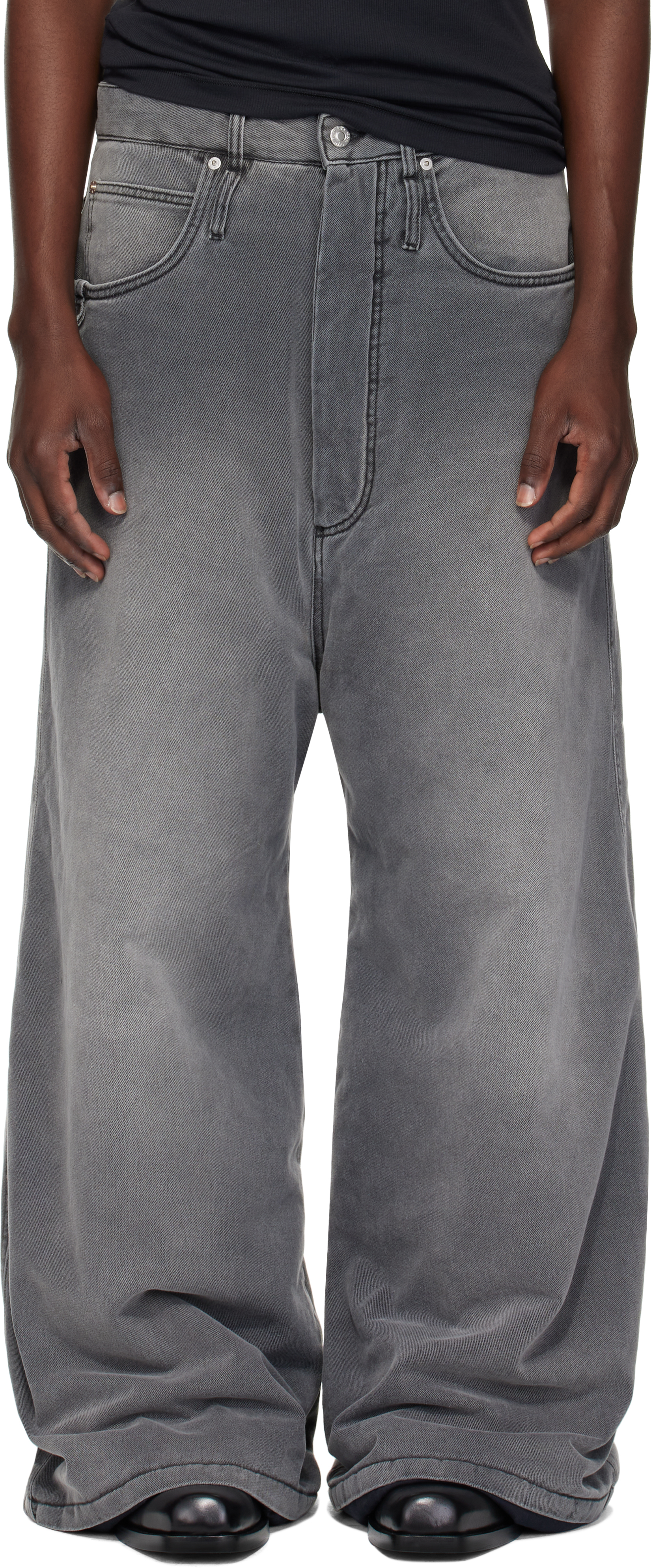 Gray Wadded Jeans